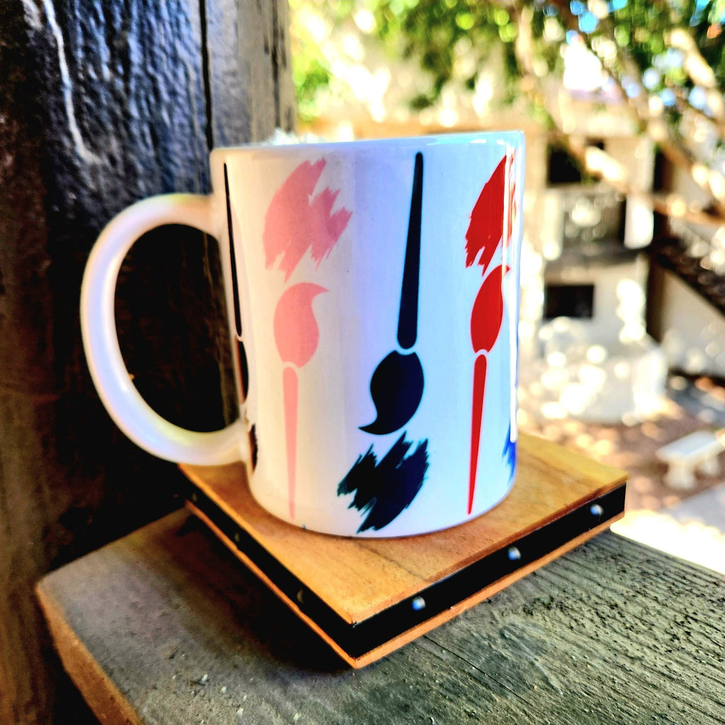 12oz Multi-Color Paint Brush Design Ceramic Painting mug - Coffee Quips Custom Drinkware