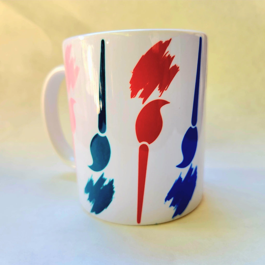 12oz Multi-Color Paint Brush Design Ceramic Painting mug - Coffee Quips Custom Drinkware