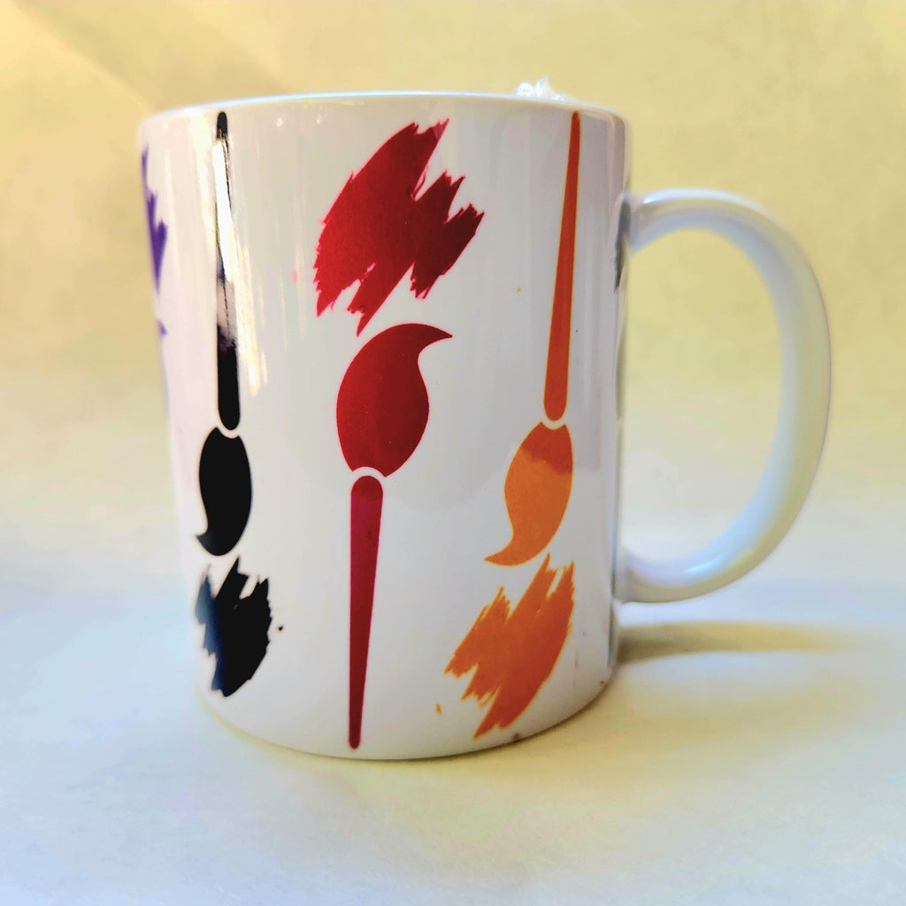 12oz Multi-Color Paint Brush Design Ceramic Painting mug - Coffee Quips Custom Drinkware