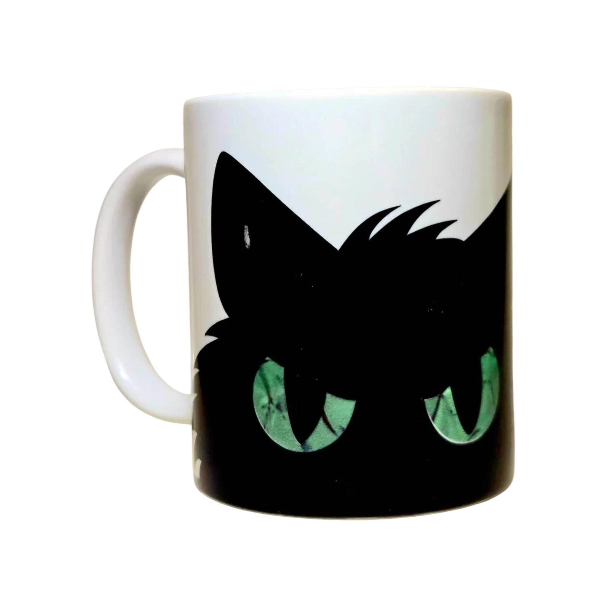 Custom - Black Cat sneaking and peaking - Coffee Tea Mug - Cat Lover Gift - Coffee Quips Custom Drinkware