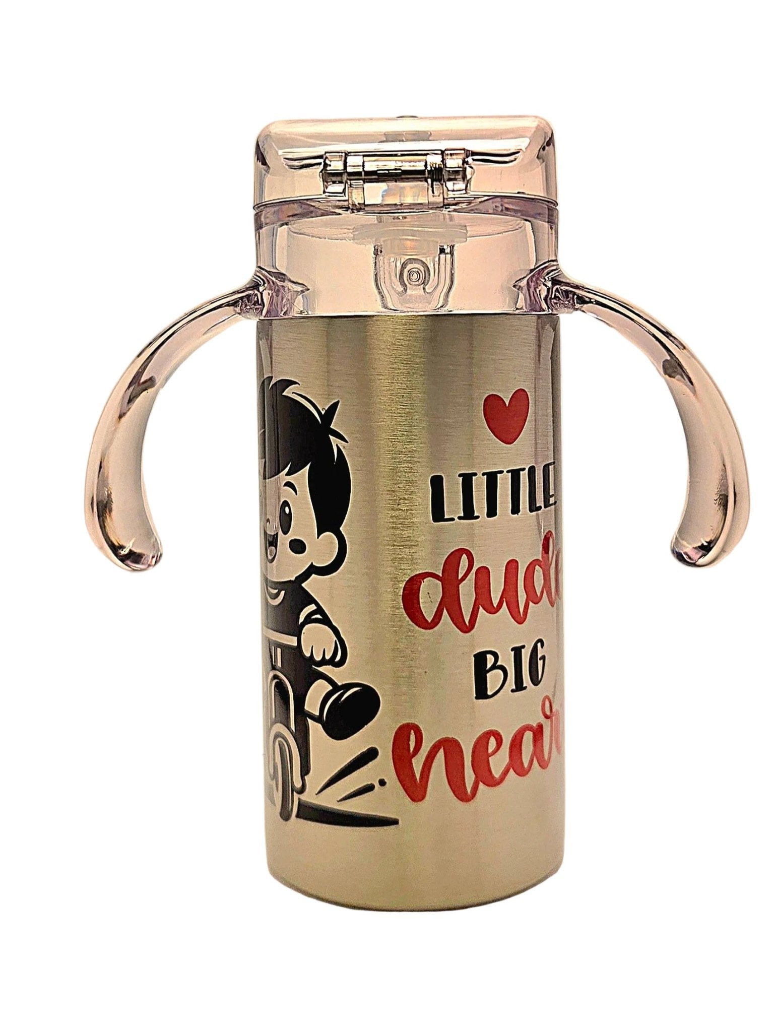 Cute Grow With Me Stainless Tumbler for your Little man with a Big Heart BPA free dual lid - Coffee Quips Custom Drinkware