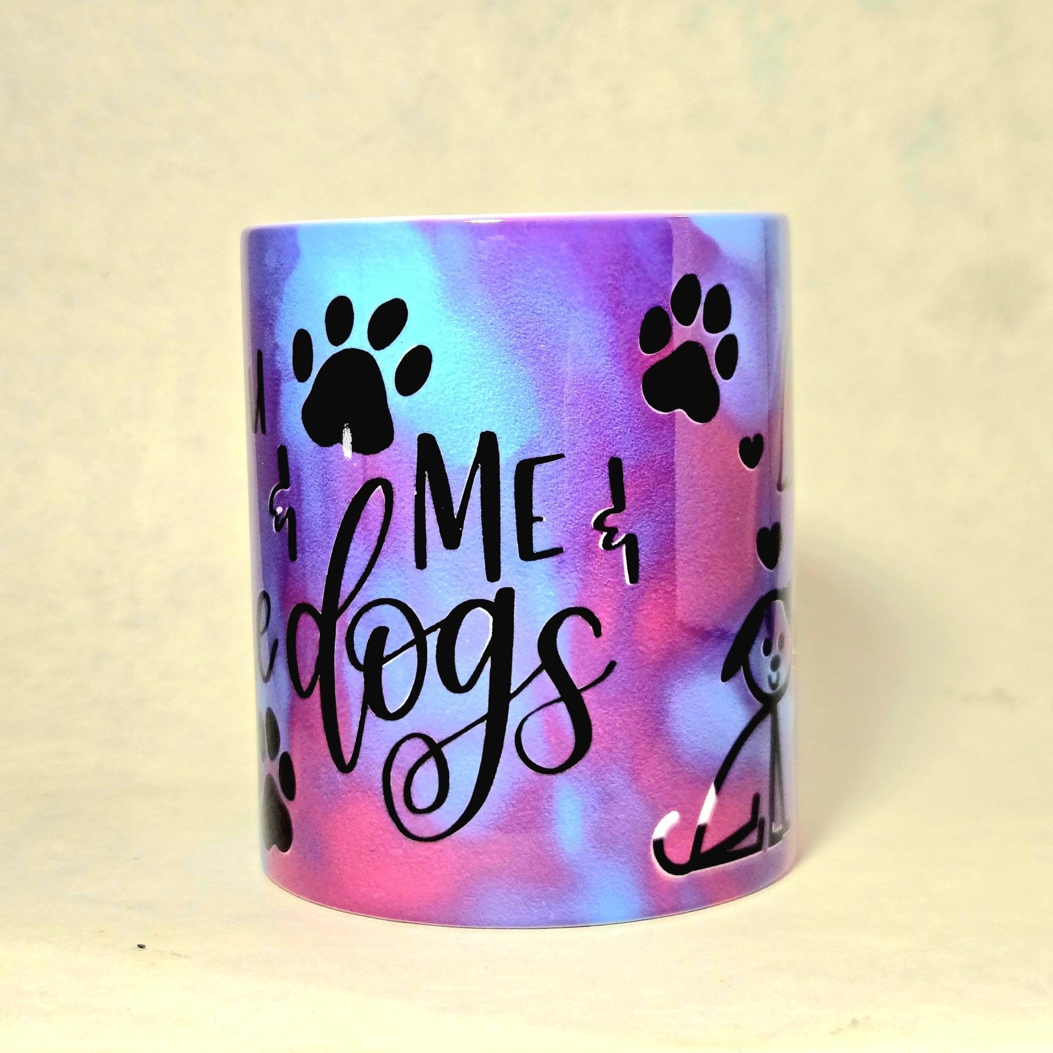 Dog Lover Coffee Mug: Colorful Ceramic "You Me and the Dogs" - Coffee Quips Custom Drinkware