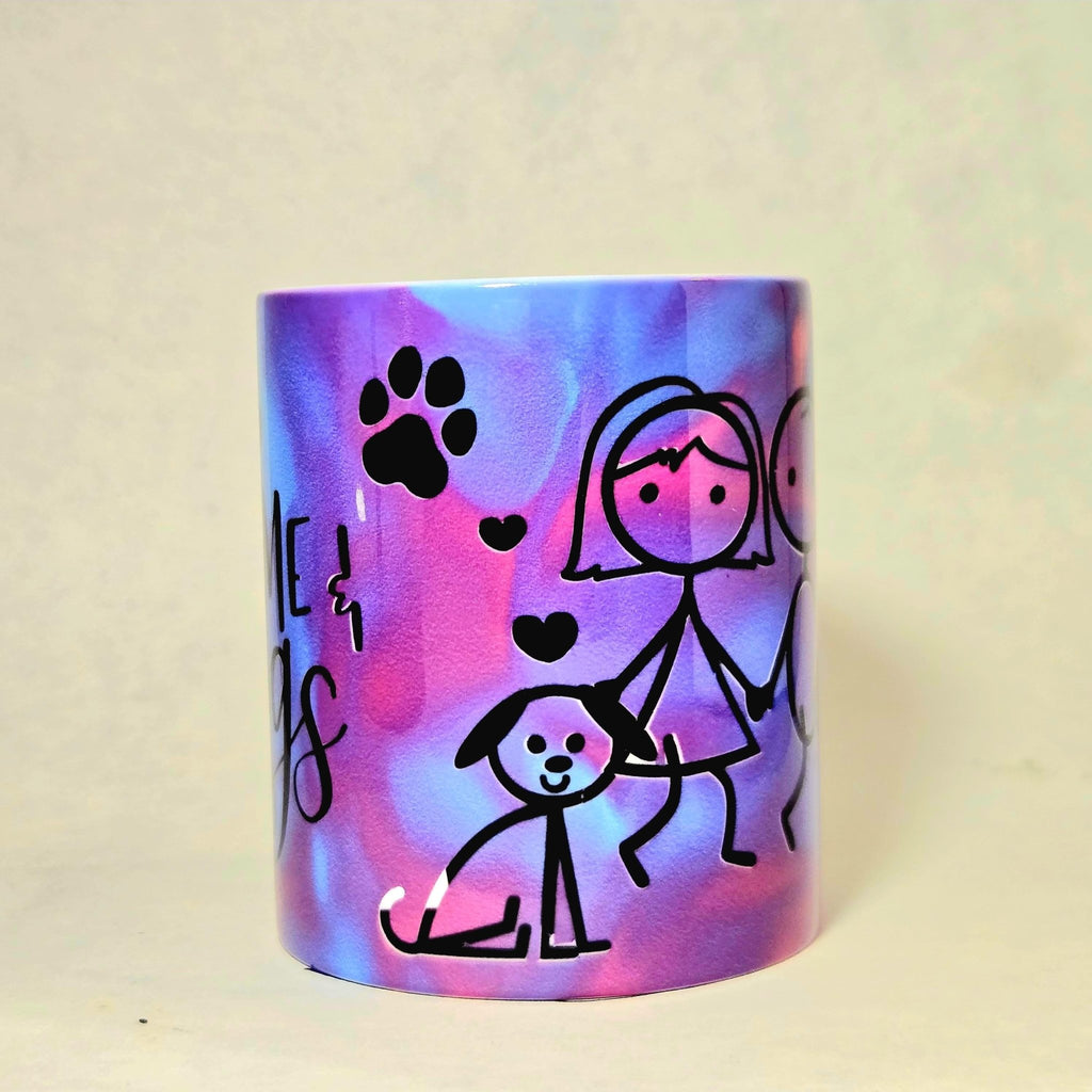 Dog Lover Coffee Mug: Colorful Ceramic "You Me and the Dogs" - Coffee Quips Custom Drinkware