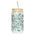 Dragonfly Glass Can Tumbler with Straw: Coffee Quips Design - Coffee Quips Custom Drinkware