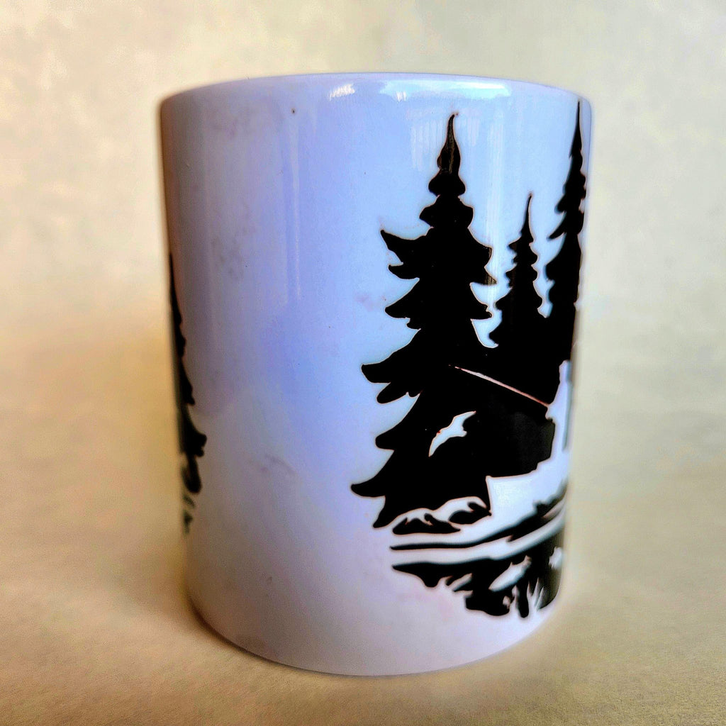 Early Morning Fishing Mug: Peaceful Lake Scene, Dishwasher Safe - Coffee Quips Custom Drinkware