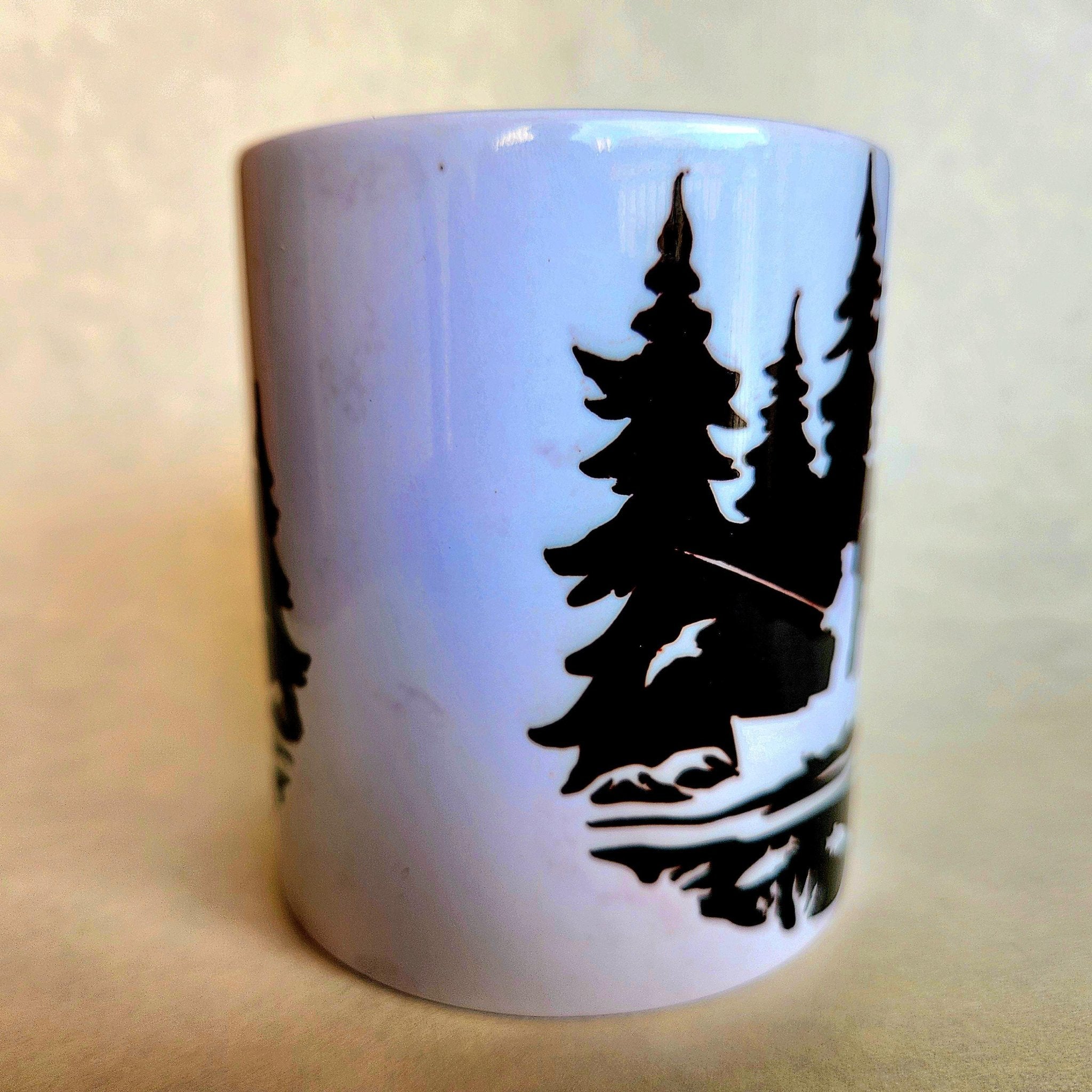 Early Morning Fishing Mug: Peaceful Lake Scene, Dishwasher Safe - Coffee Quips Custom Drinkware