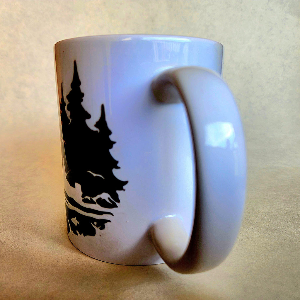 Early Morning Fishing Mug: Peaceful Lake Scene, Dishwasher Safe - Coffee Quips Custom Drinkware