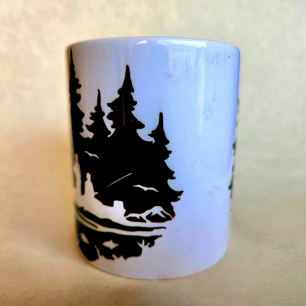 Early Morning Fishing Mug: Peaceful Lake Scene, Dishwasher Safe - Coffee Quips Custom Drinkware