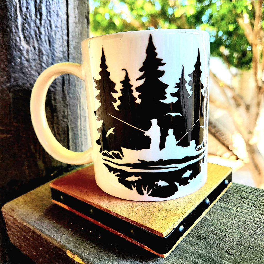 Early Morning Fishing Mug: Peaceful Lake Scene, Dishwasher Safe - Coffee Quips Custom Drinkware