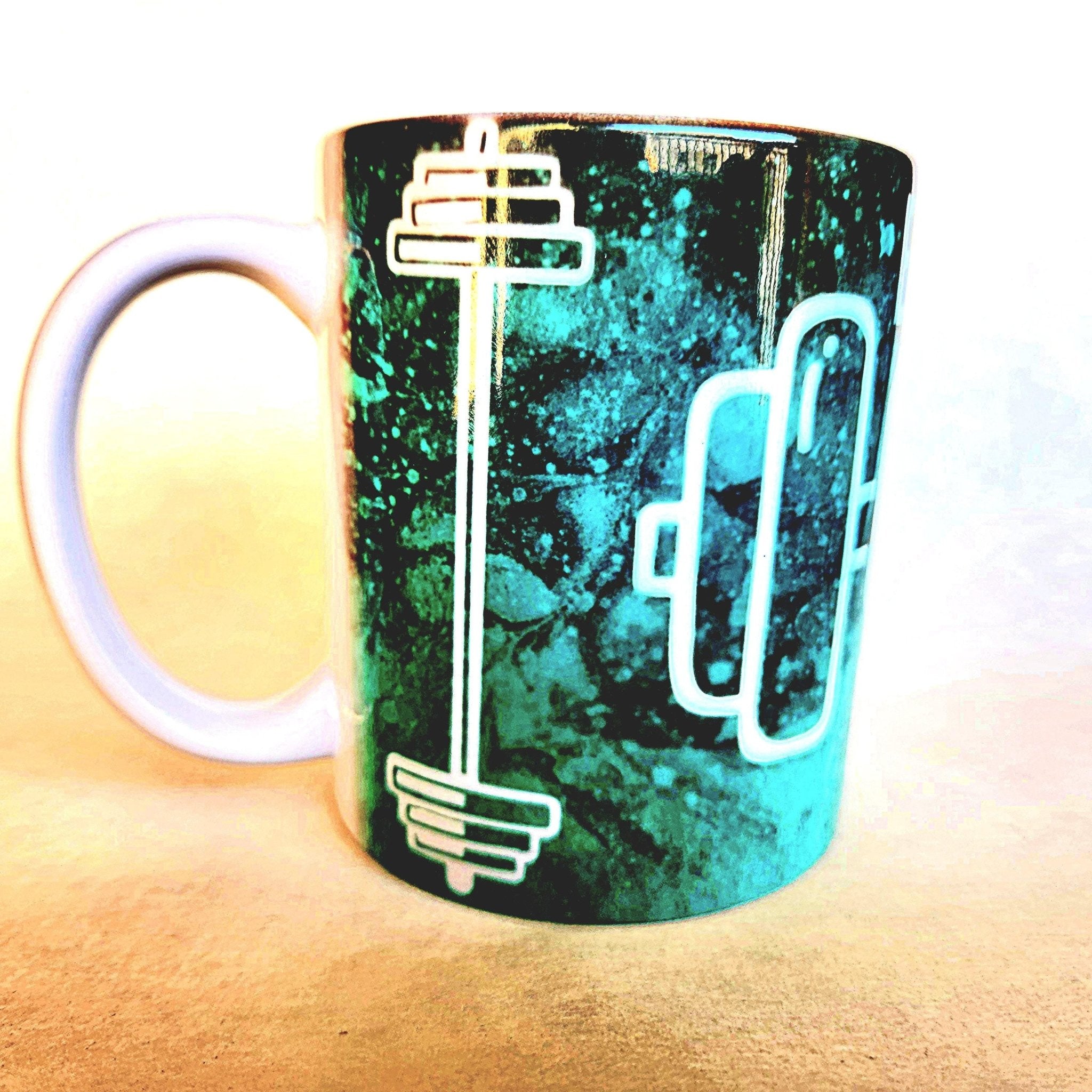 12oz Eat Sleep Gym Repeat edition ceramic coffee mug: Fitness Motivation - Coffee Quips Custom Drinkware