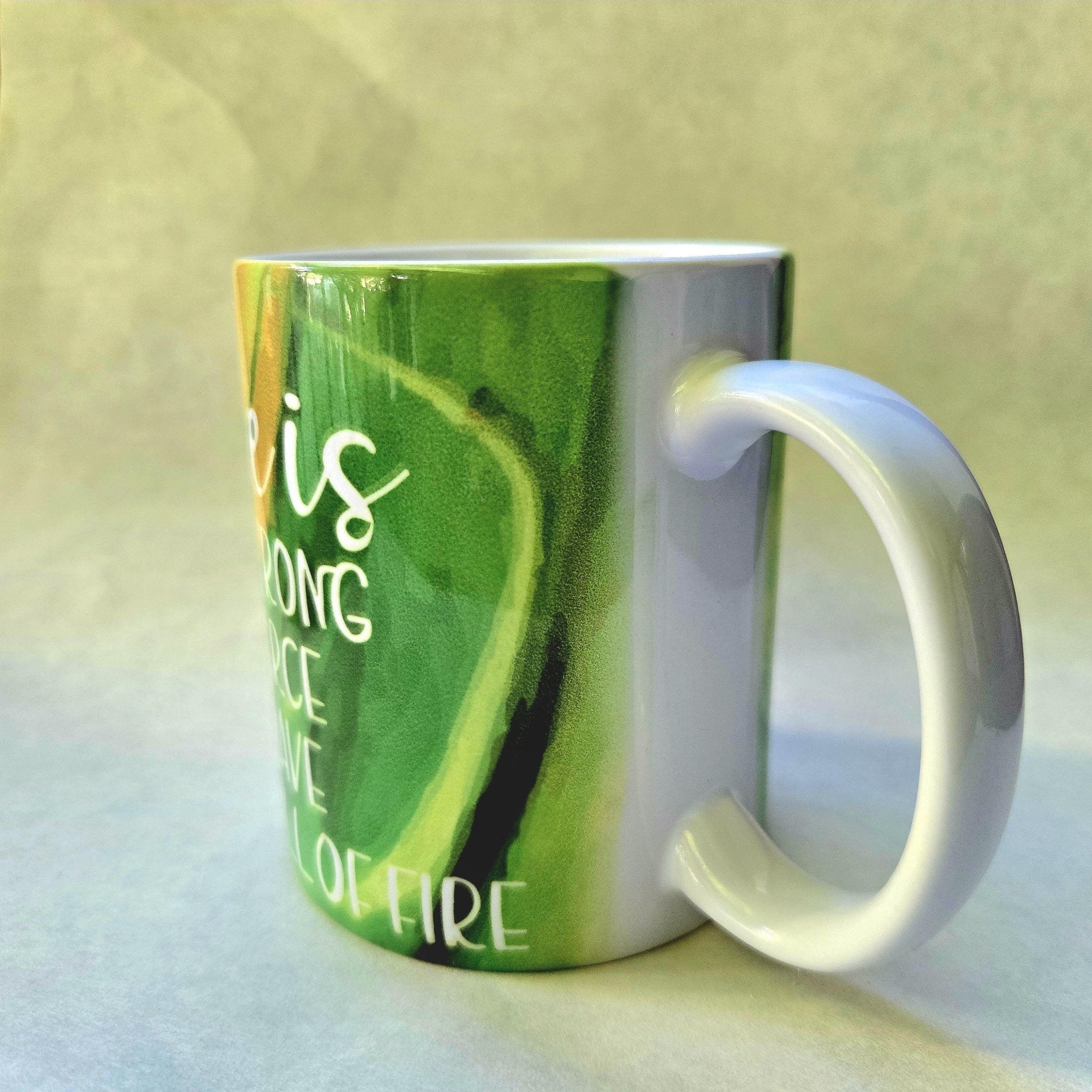 12oz Empowering Ceramic Coffee Mug: Strong, Fierce, Brave, and Full of Fire - Coffee Quips Custom Drinkware