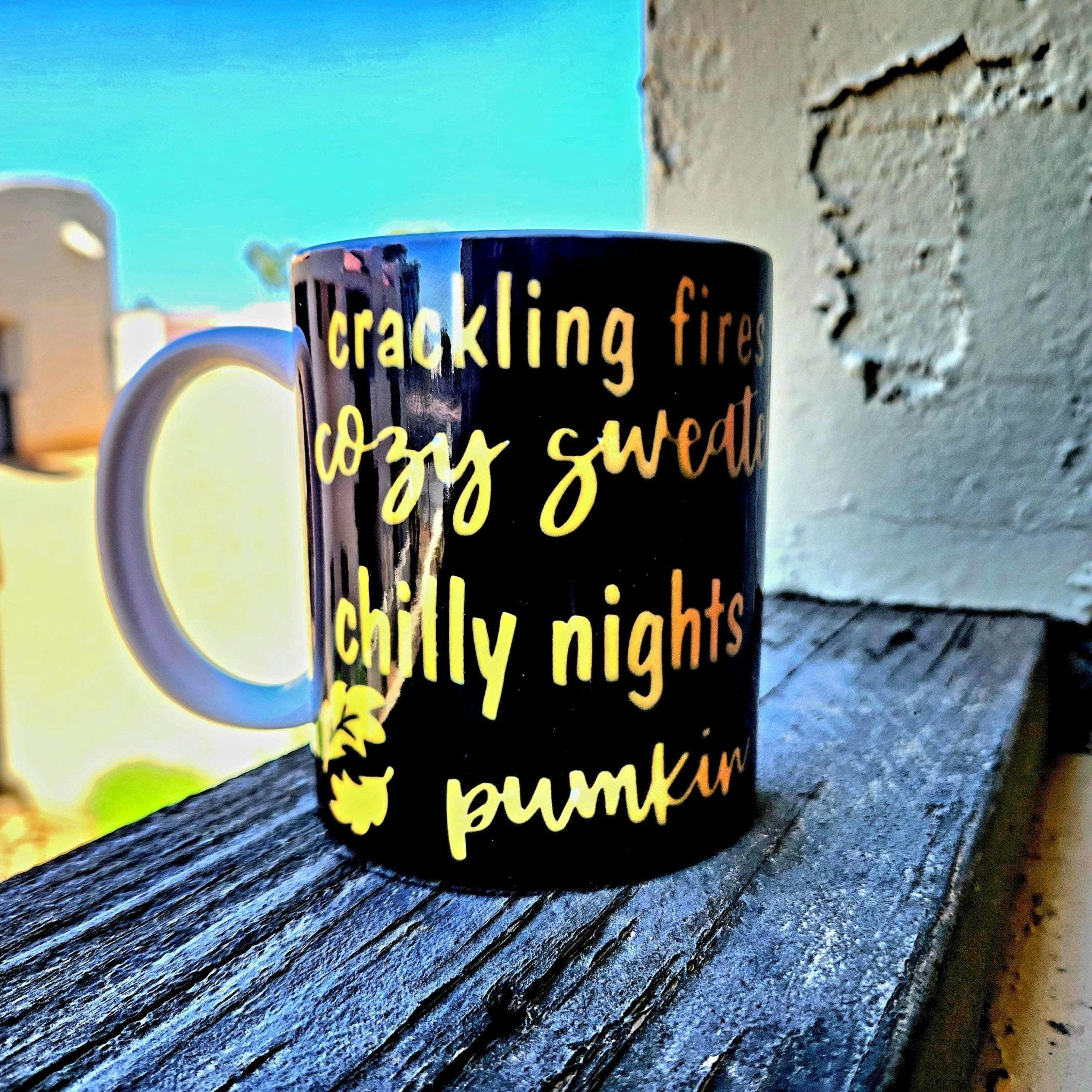 Fall Coffee Mug: Orange Quips Ceramic Cup - Coffee Quips Custom Drinkware