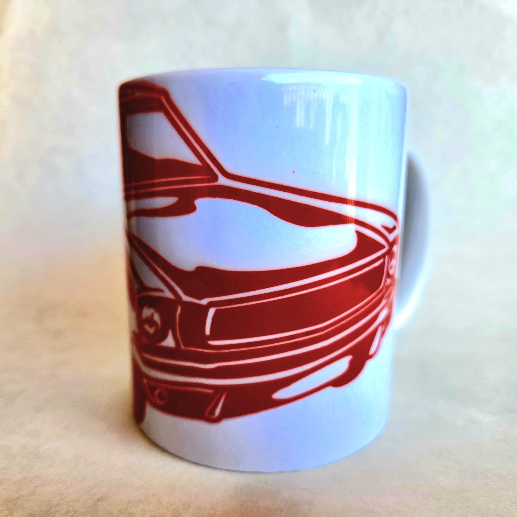 Ford Mustang Ceramic Coffee Mug: Classic Muscle Car Hotrod Design - Coffee Quips Custom Drinkware