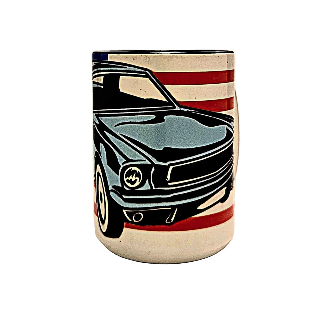 15oz Ford Mustang Mug and American Flag Ceramic Coffee Mug - Coffee Quips Custom Drinkware