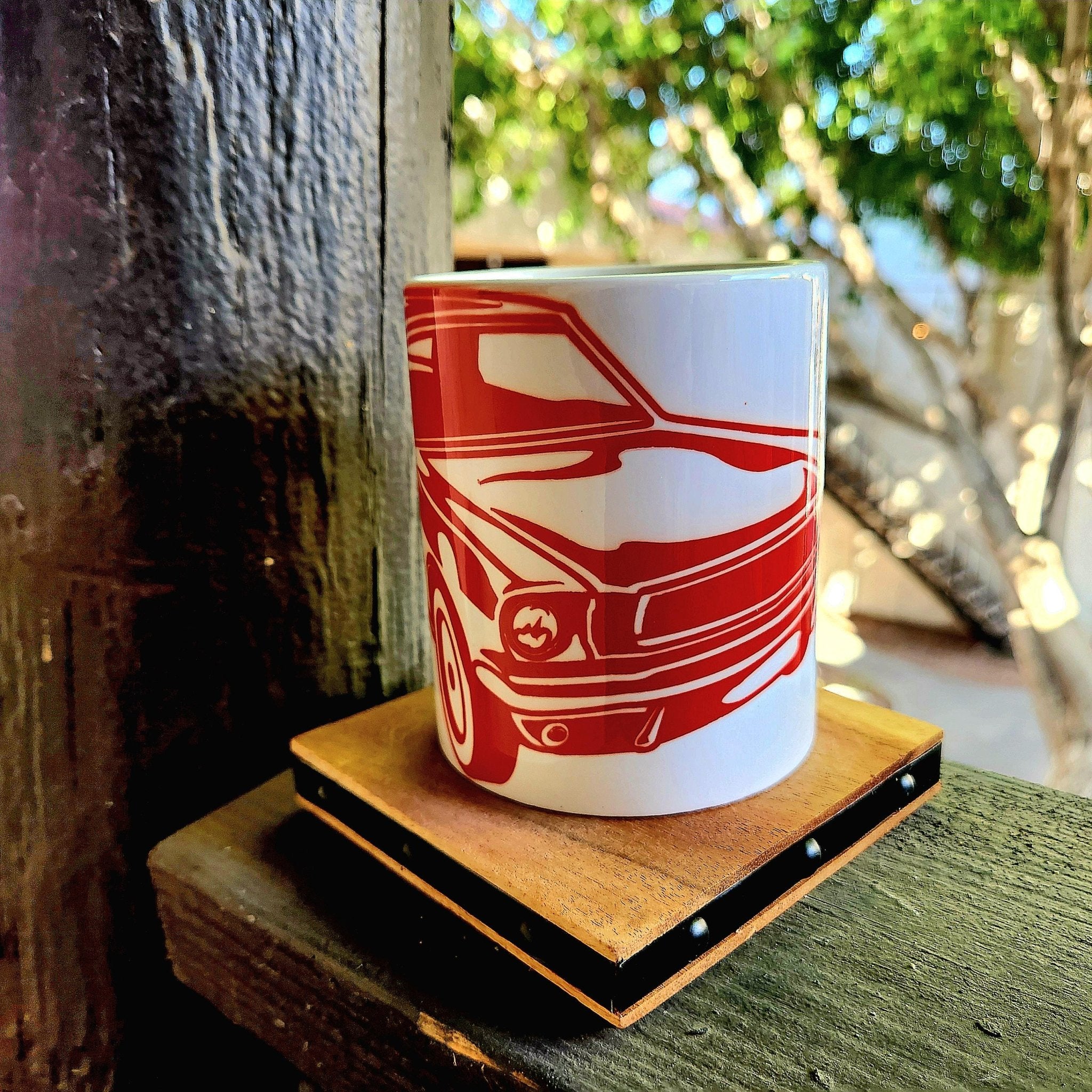 Ford Mustang Ceramic Coffee Mug: Classic Muscle Car Hotrod Design - Coffee Quips Custom Drinkware