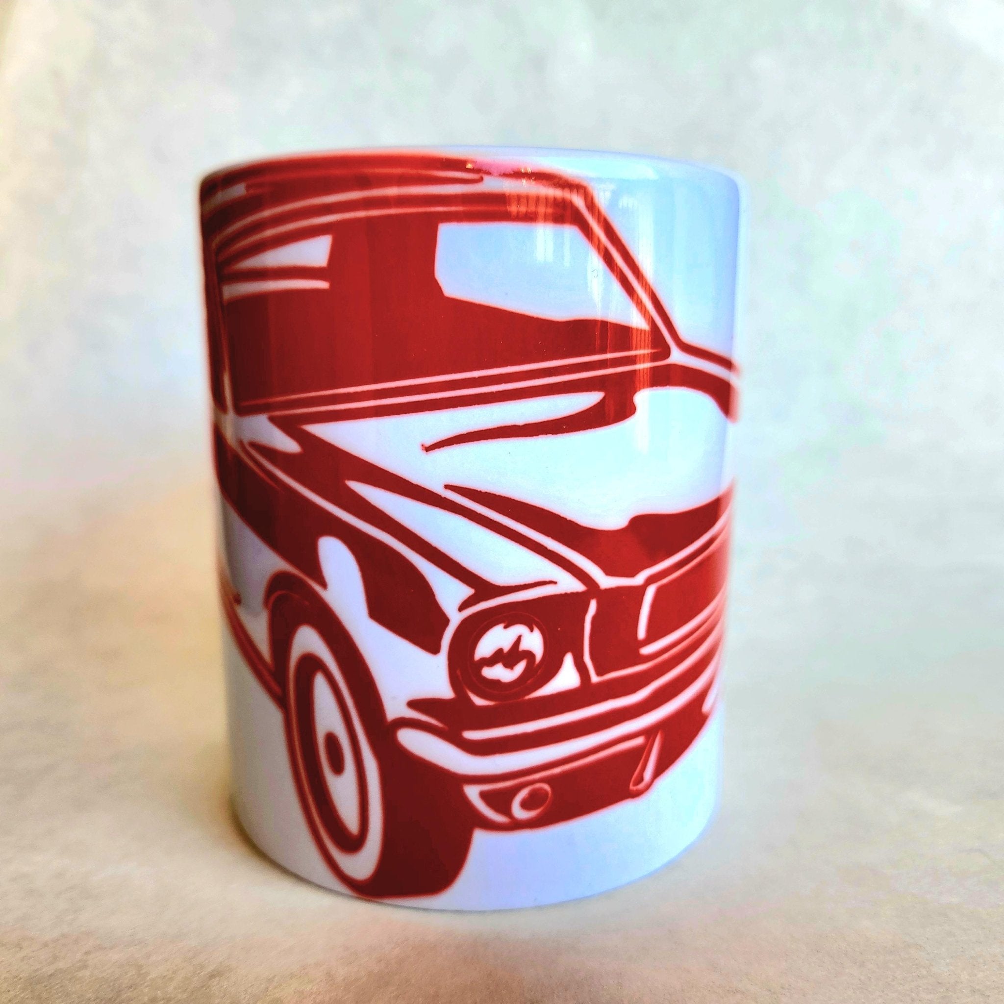Ford Mustang Ceramic Coffee Mug: Classic Muscle Car Hotrod Design - Coffee Quips Custom Drinkware