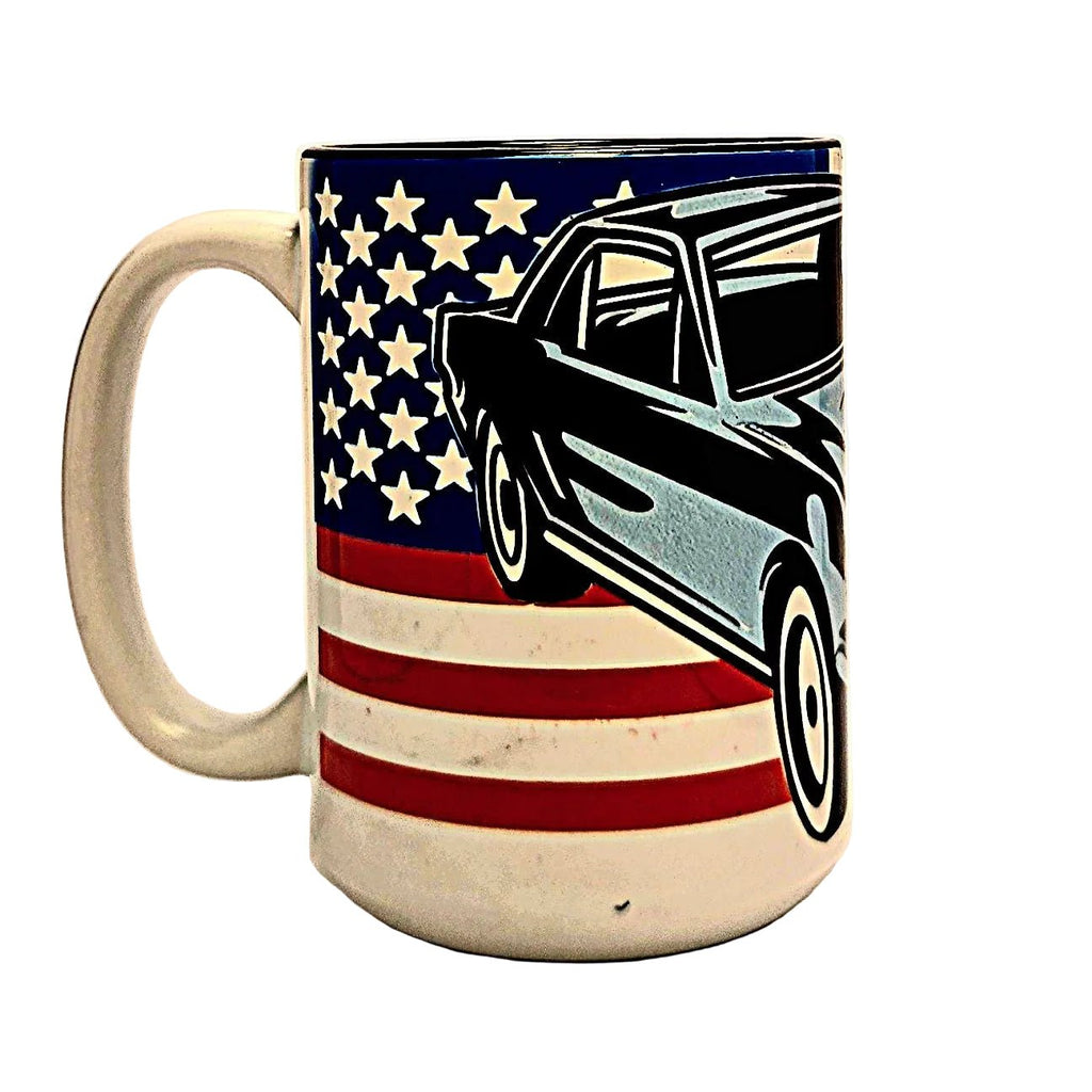 15oz Ford Mustang Mug and American Flag Ceramic Coffee Mug - Coffee Quips Custom Drinkware
