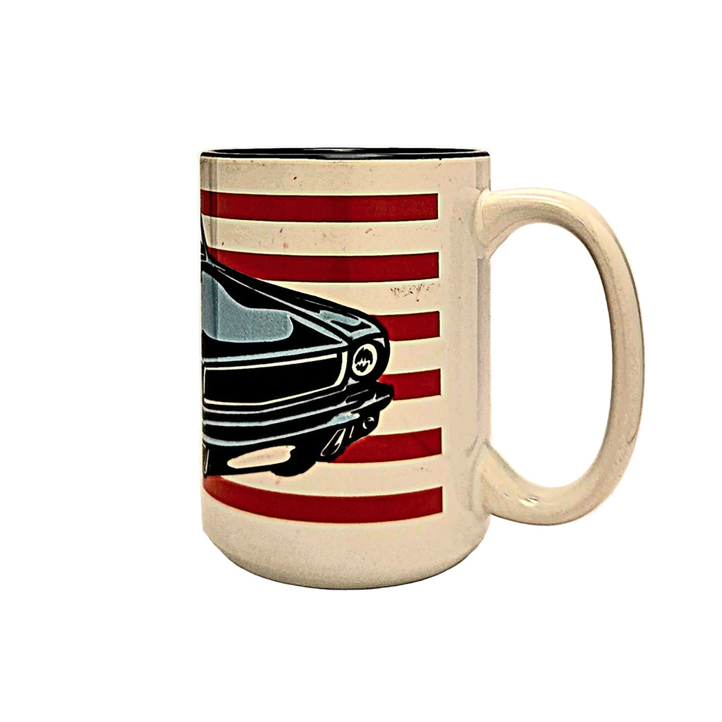 15oz Ford Mustang Mug and American Flag Ceramic Coffee Mug - Coffee Quips Custom Drinkware
