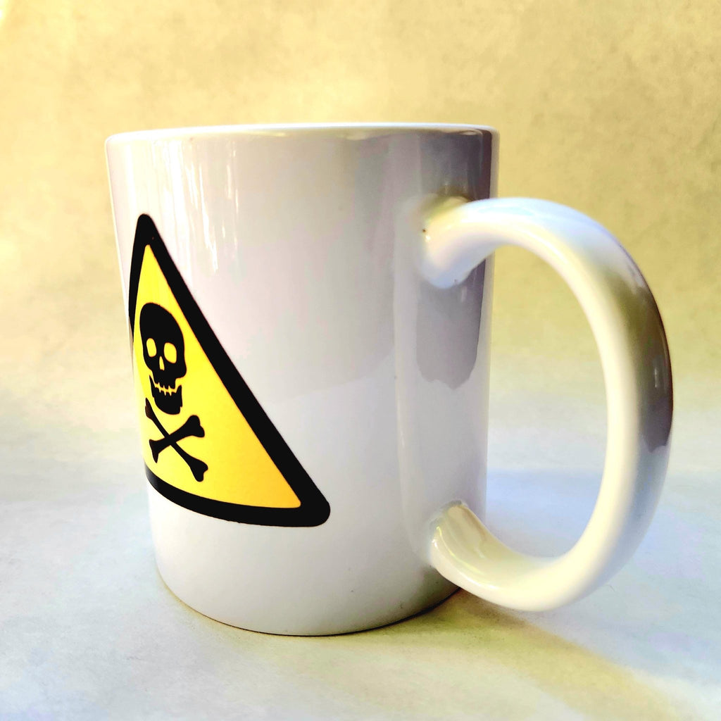 Funny 'First Cup of Coffee' Ceramic Mug - Choking Hazard Caution 15oz - Coffee Quips Custom Drinkware