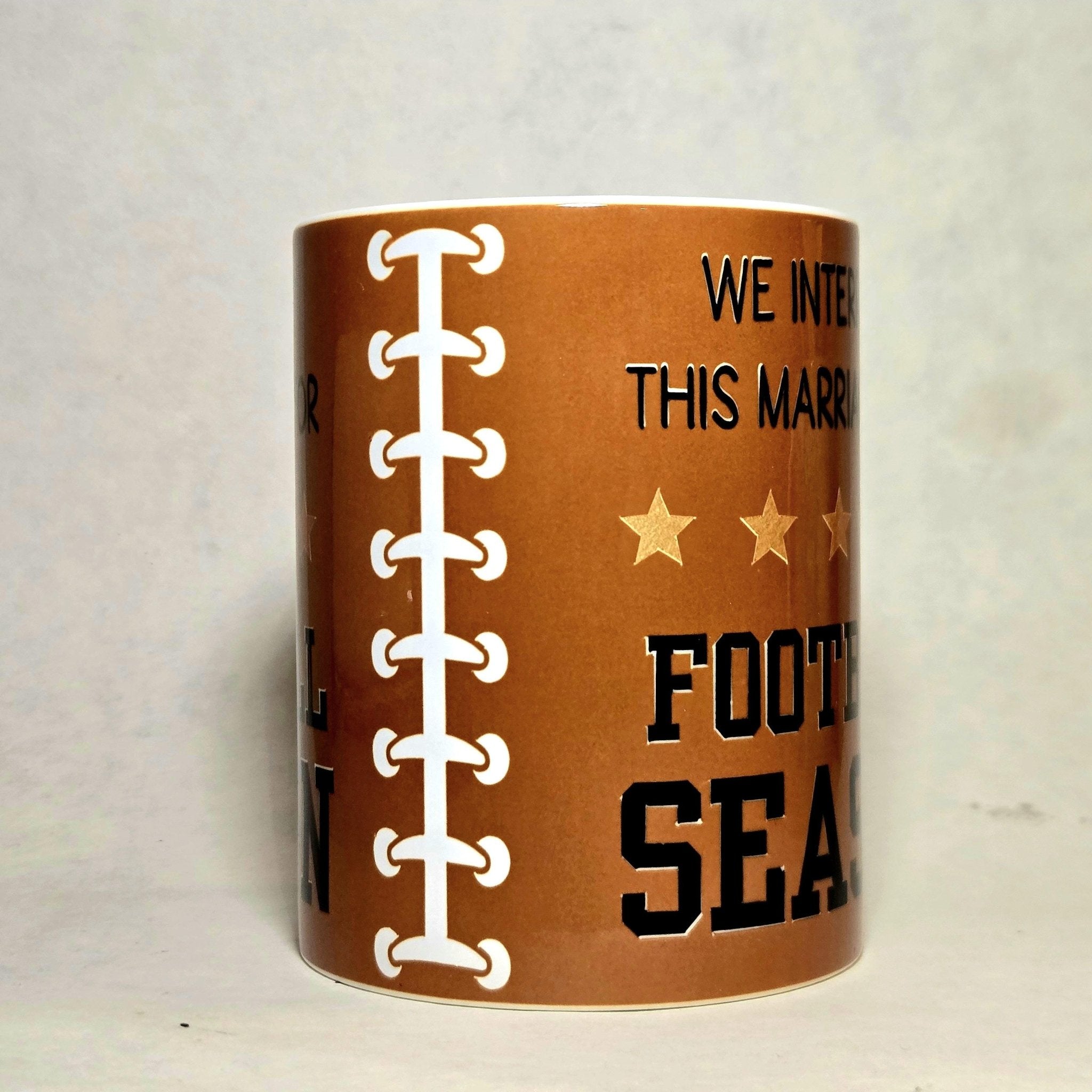 Funny Football Season Coffee Mug - We Interrupt This Marriage - 15oz Ceramic - Coffee Quips Custom Drinkware