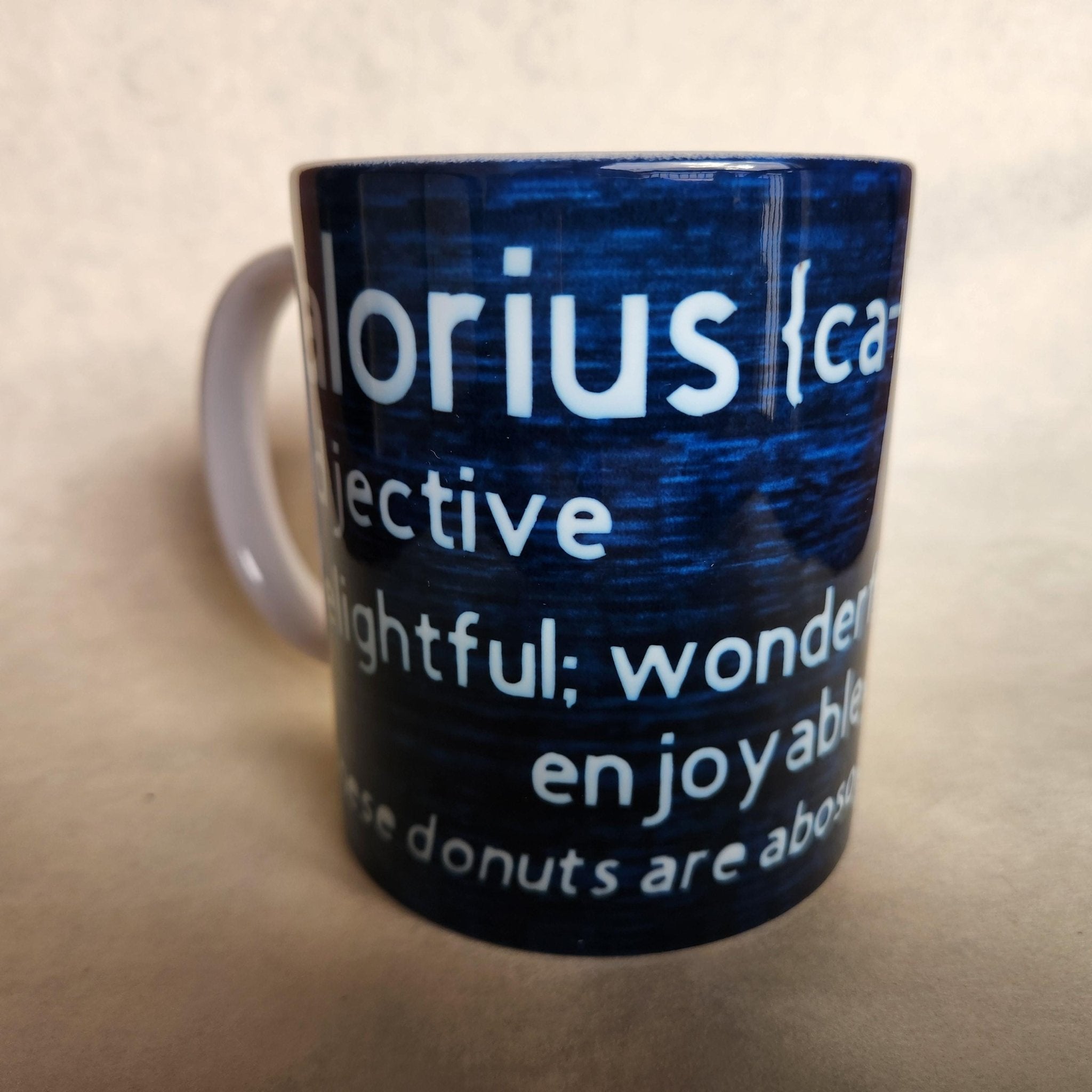 Funny 'Glorious Calories' Ceramic Coffee Mug: Play on Words, 12 oz - Coffee Quips Custom Drinkware