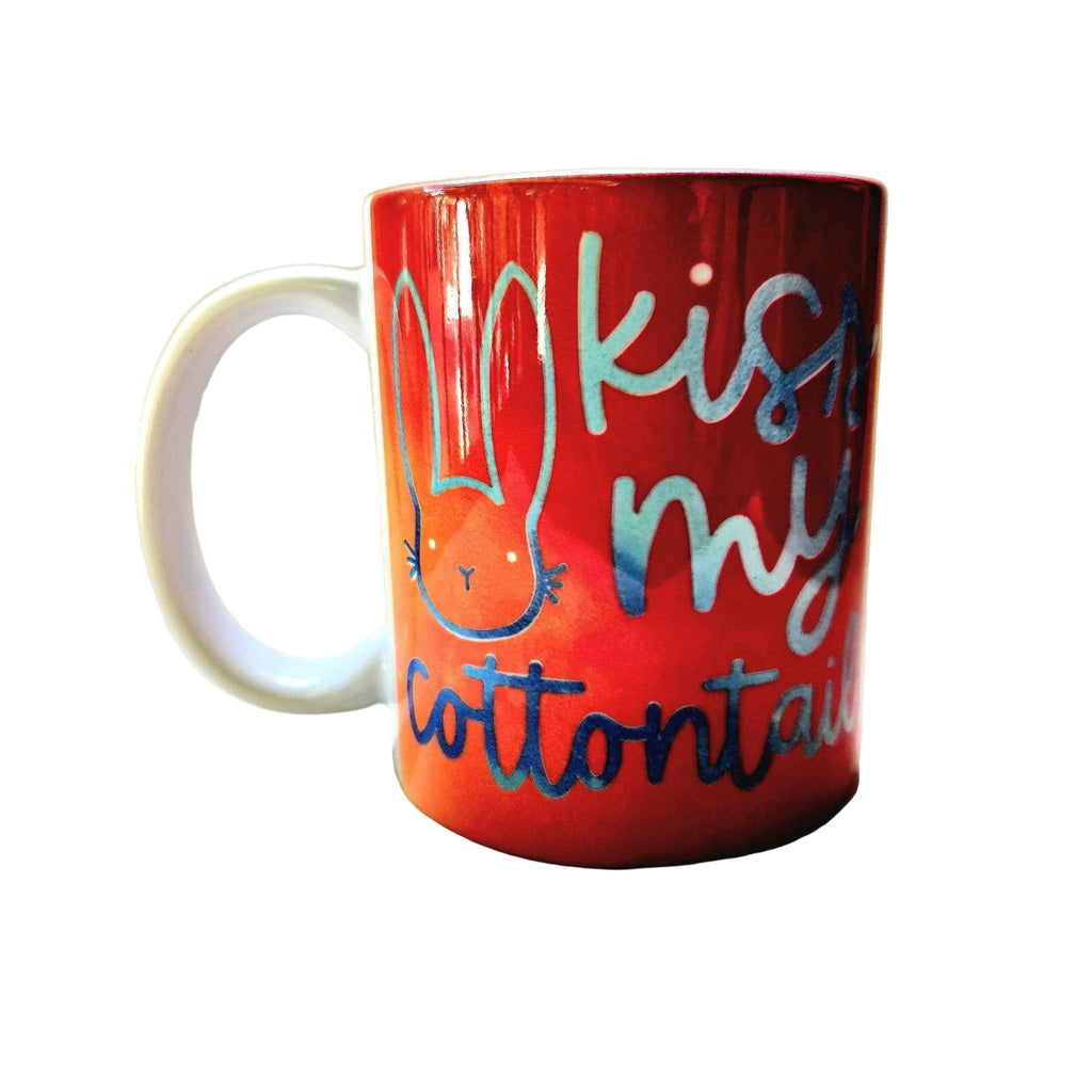 Funny Pink Ceramic Coffee Mug - Kiss My Cottontail - Coffee Quips Custom Drinkware