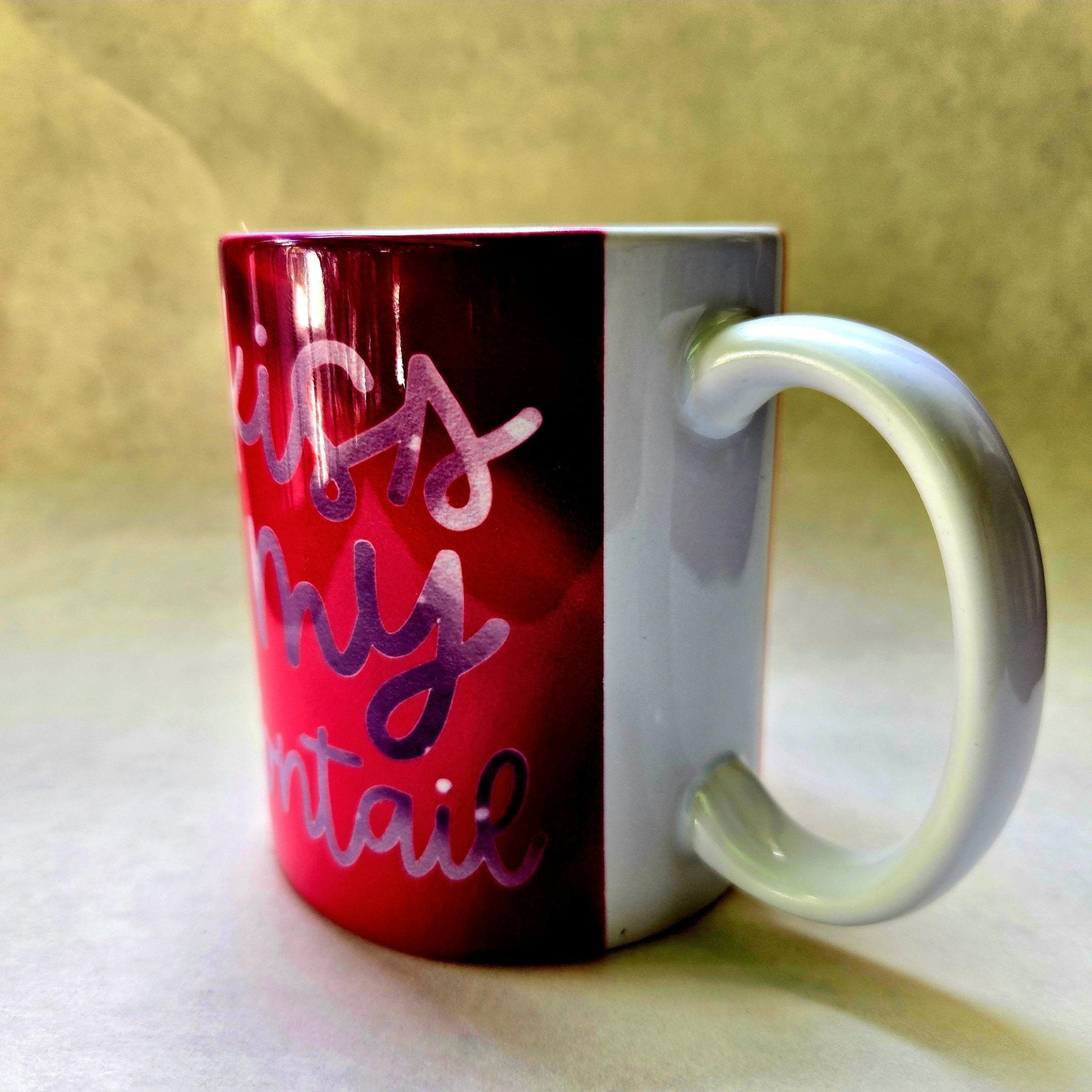 Funny Pink Ceramic Coffee Mug - Kiss My Cottontail - Coffee Quips Custom Drinkware