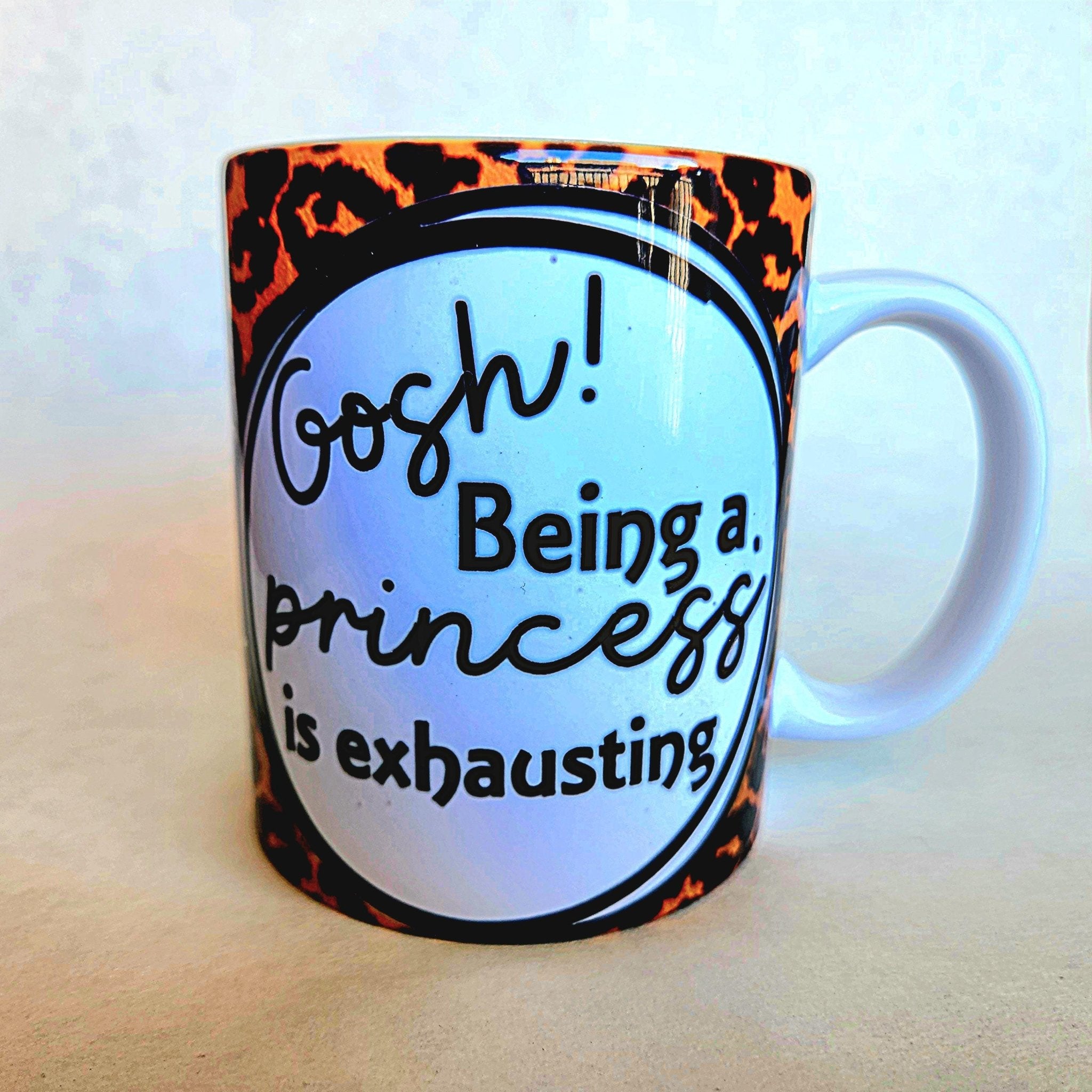 Funny Princess Ceramic Coffee Mug, Leopard Print 12oz - Coffee Quips Custom Drinkware