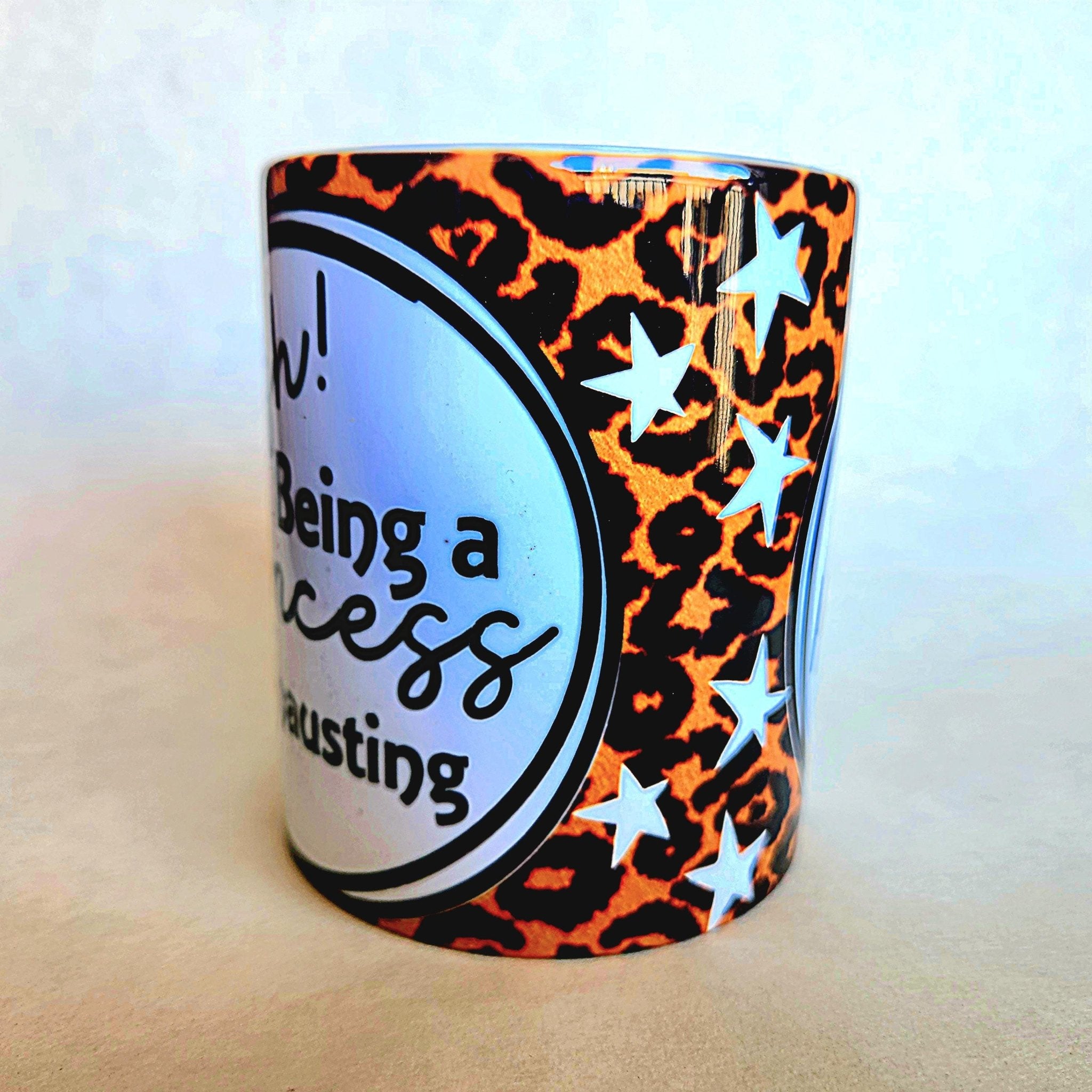 Funny Princess Ceramic Coffee Mug, Leopard Print 12oz - Coffee Quips Custom Drinkware