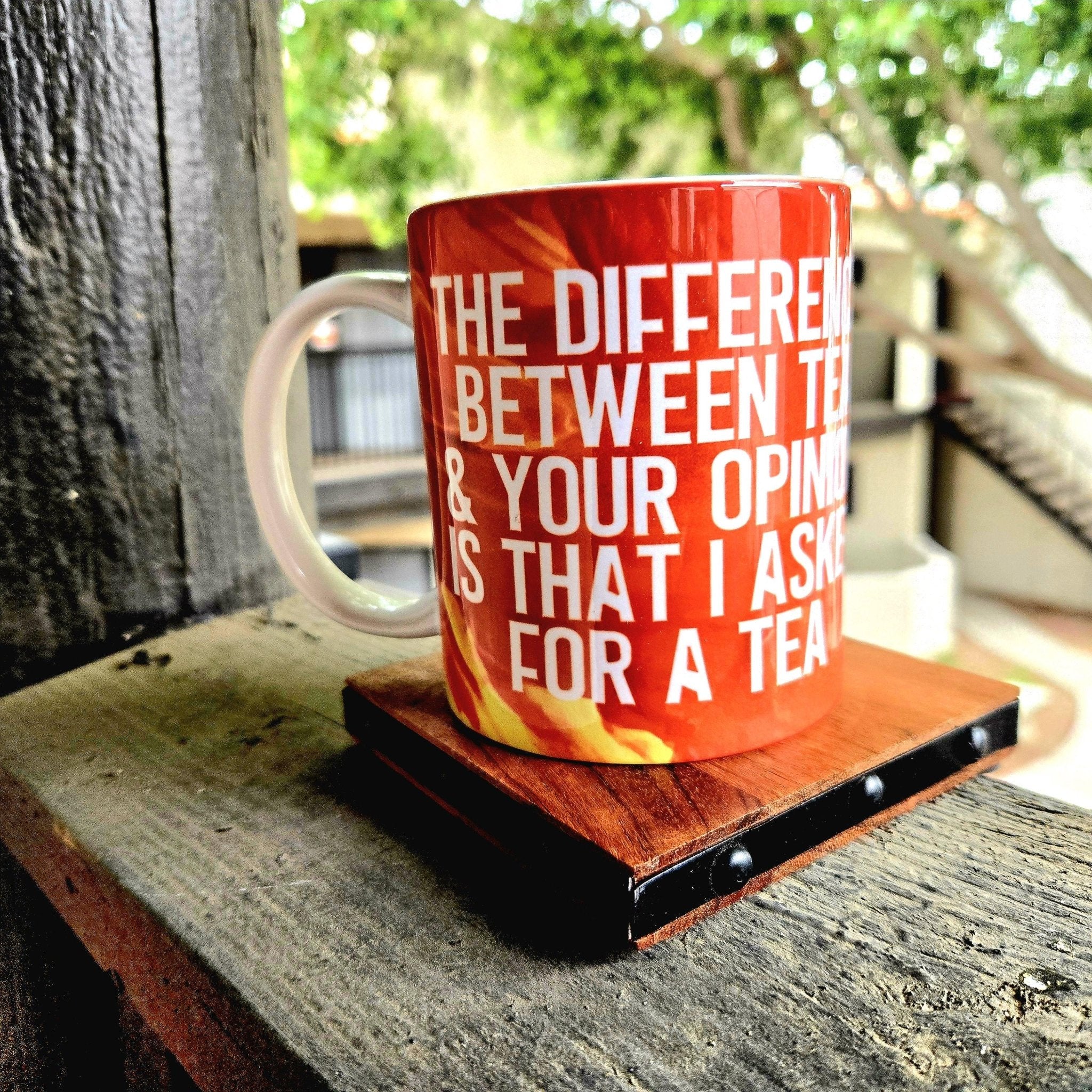 Funny Sarcastic Ceramic Coffee Mug: Asked for Tea Not Opinion - Coffee Quips Custom Drinkware