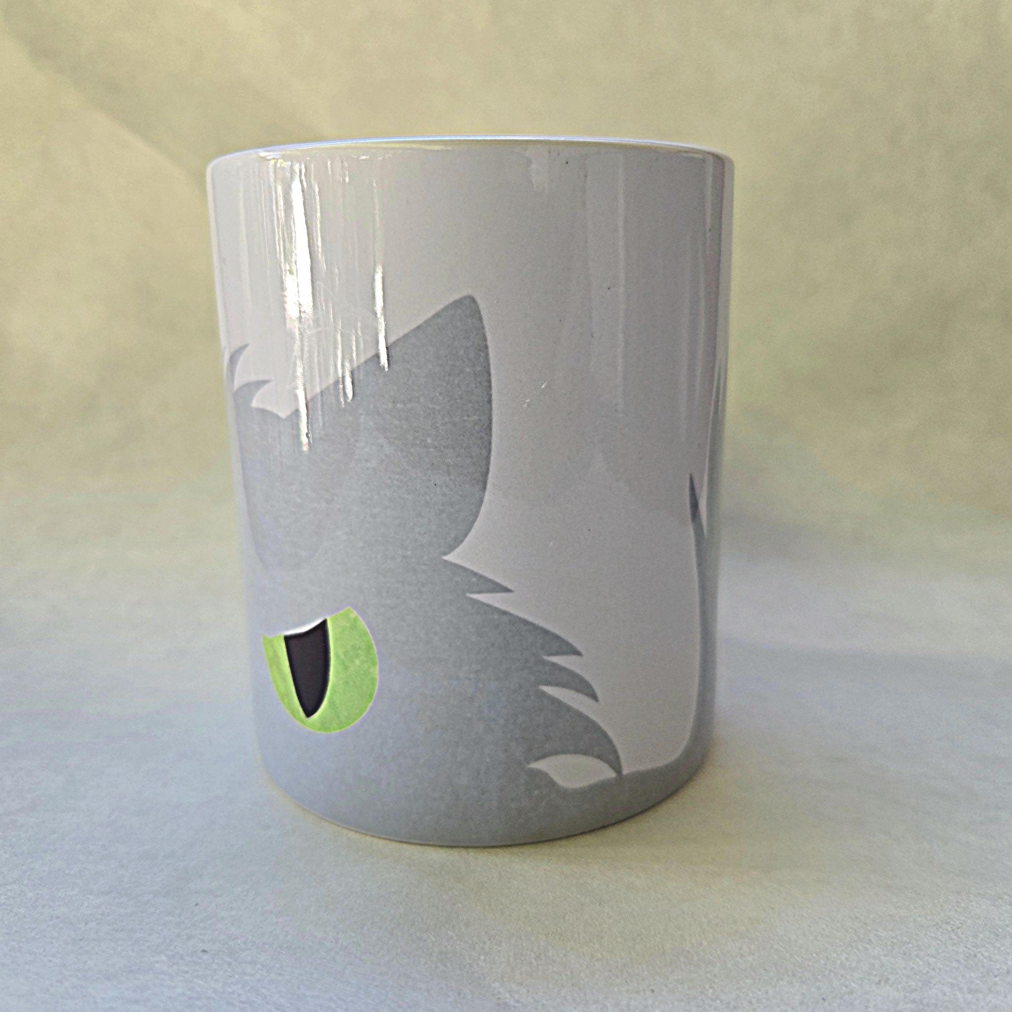 Gray Cat Peeking Ceramic Coffee Mug: Gift for Cat Lovers - Coffee Quips Custom Drinkware