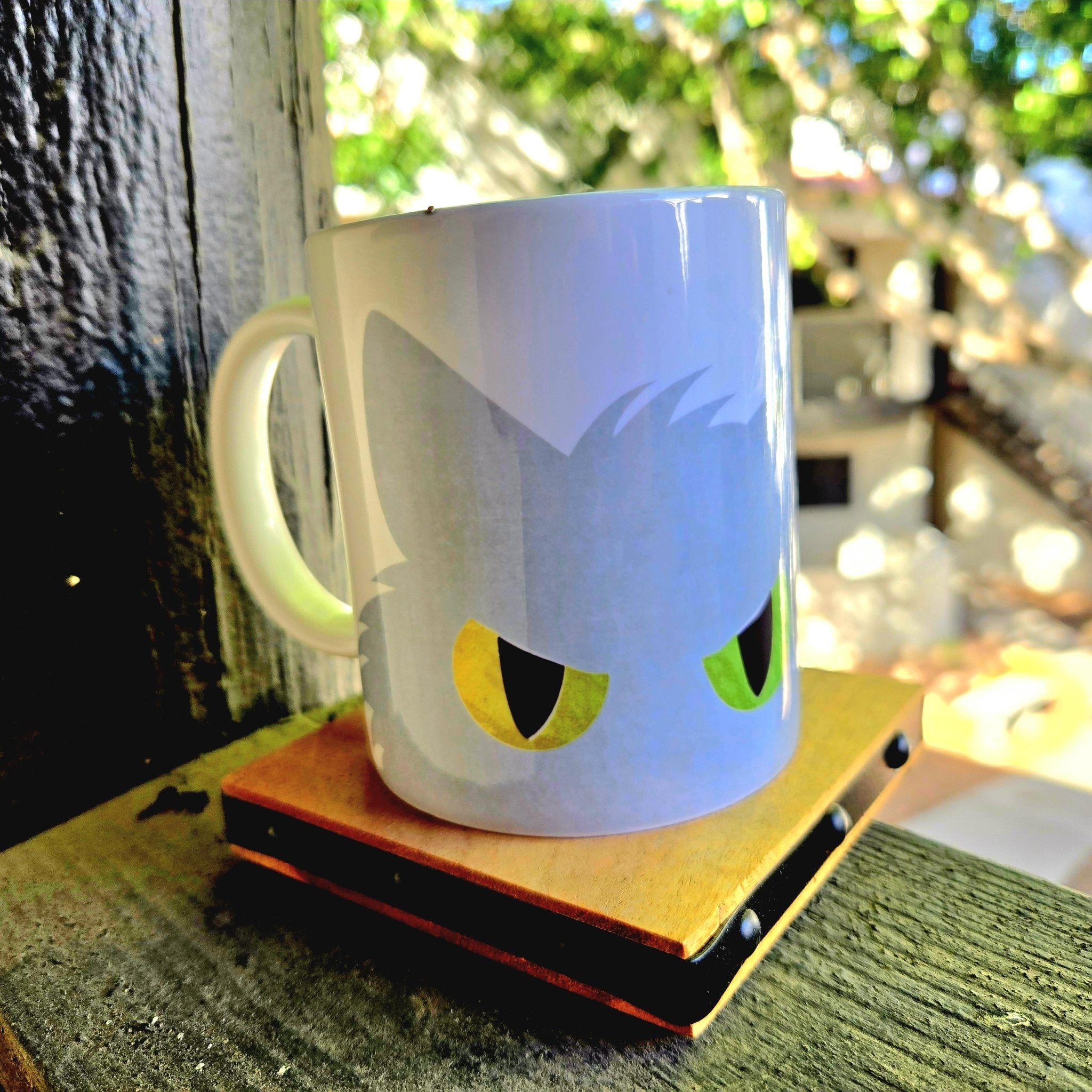 Gray Cat Peeking Ceramic Coffee Mug: Gift for Cat Lovers - Coffee Quips Custom Drinkware
