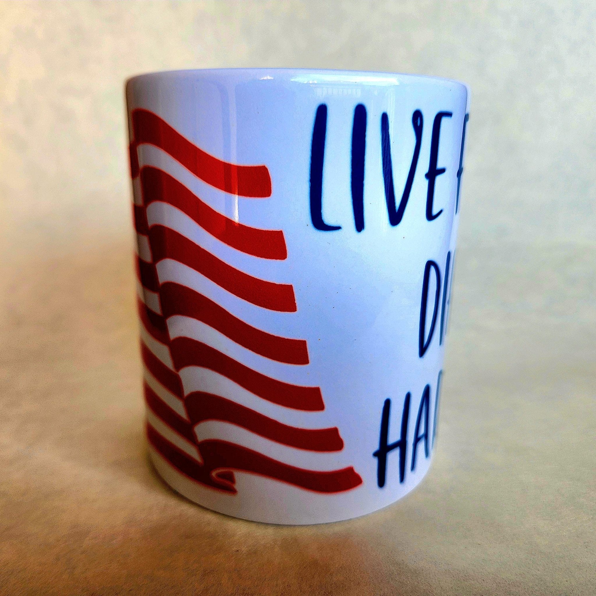 Handmade American Flag Mug – Patriotic 12oz Coffee Cup - Coffee Quips Custom Drinkware