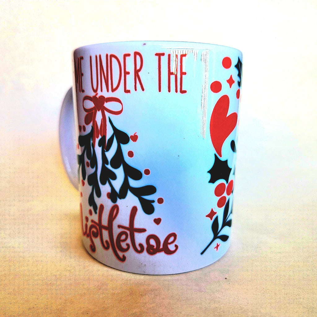Handmade Christmas Mistletoe Mug, Festive Holiday Decor - Coffee Quips Custom Drinkware