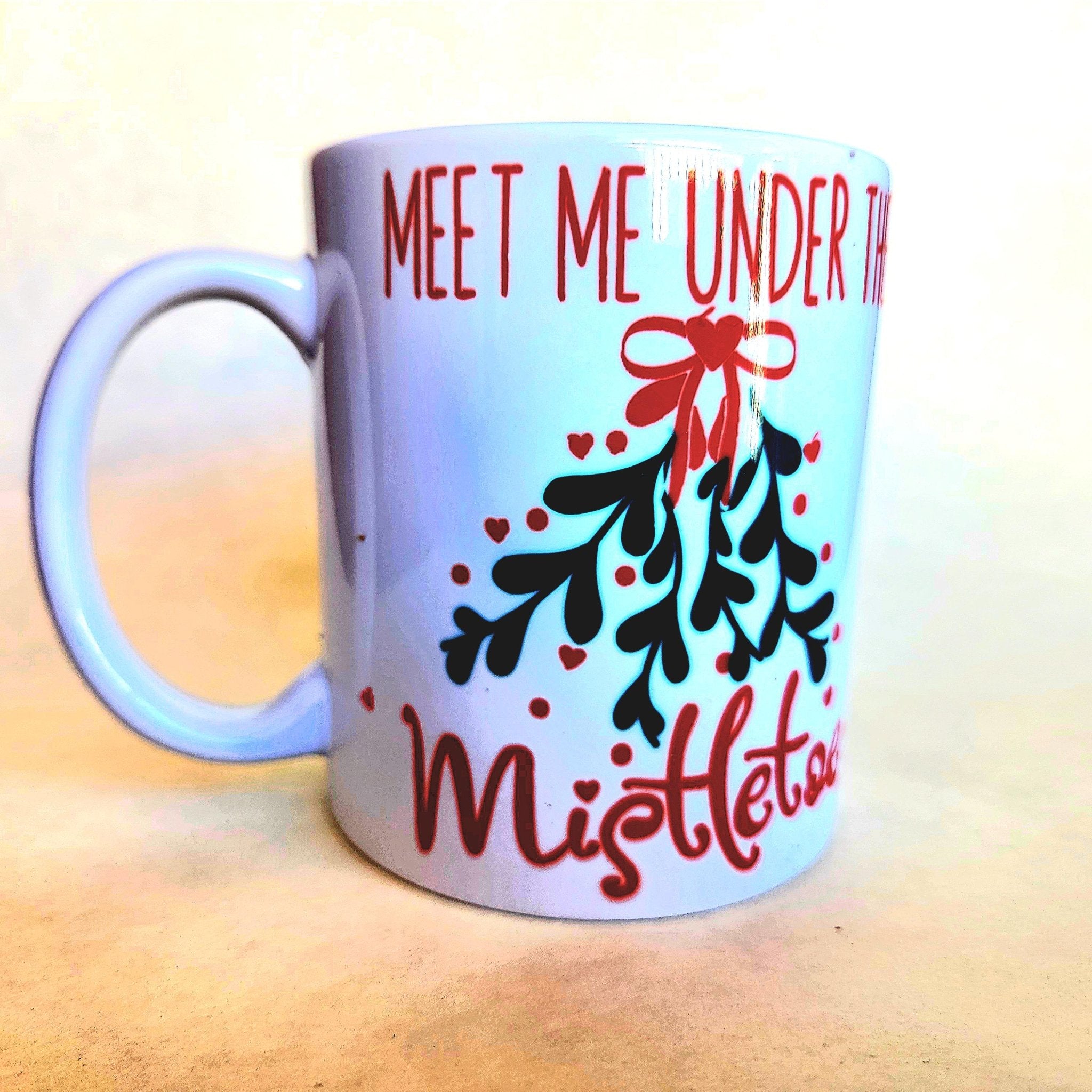 Handmade Christmas Mistletoe Mug, Festive Holiday Decor - Coffee Quips Custom Drinkware