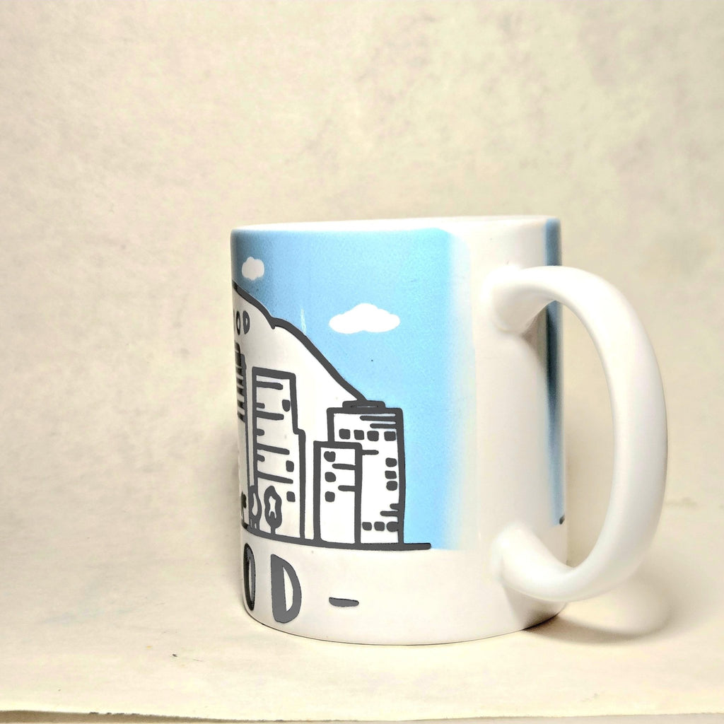 Hollywood California Ceramic Souvenir Coffee Mug - 12oz - Dishwasher Microwave Safe.Coffee Quips Custom Drinkware
