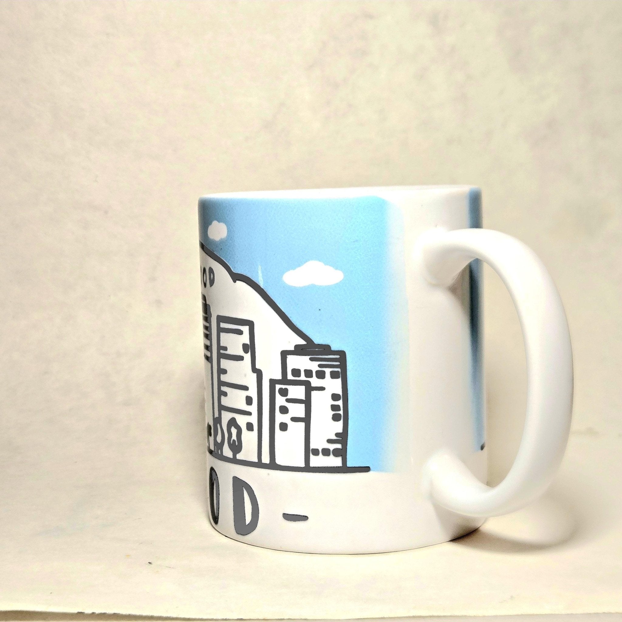 Hollywood California Ceramic Souvenir Coffee Mug - 12oz - Dishwasher Microwave Safe.Coffee Quips Custom Drinkware