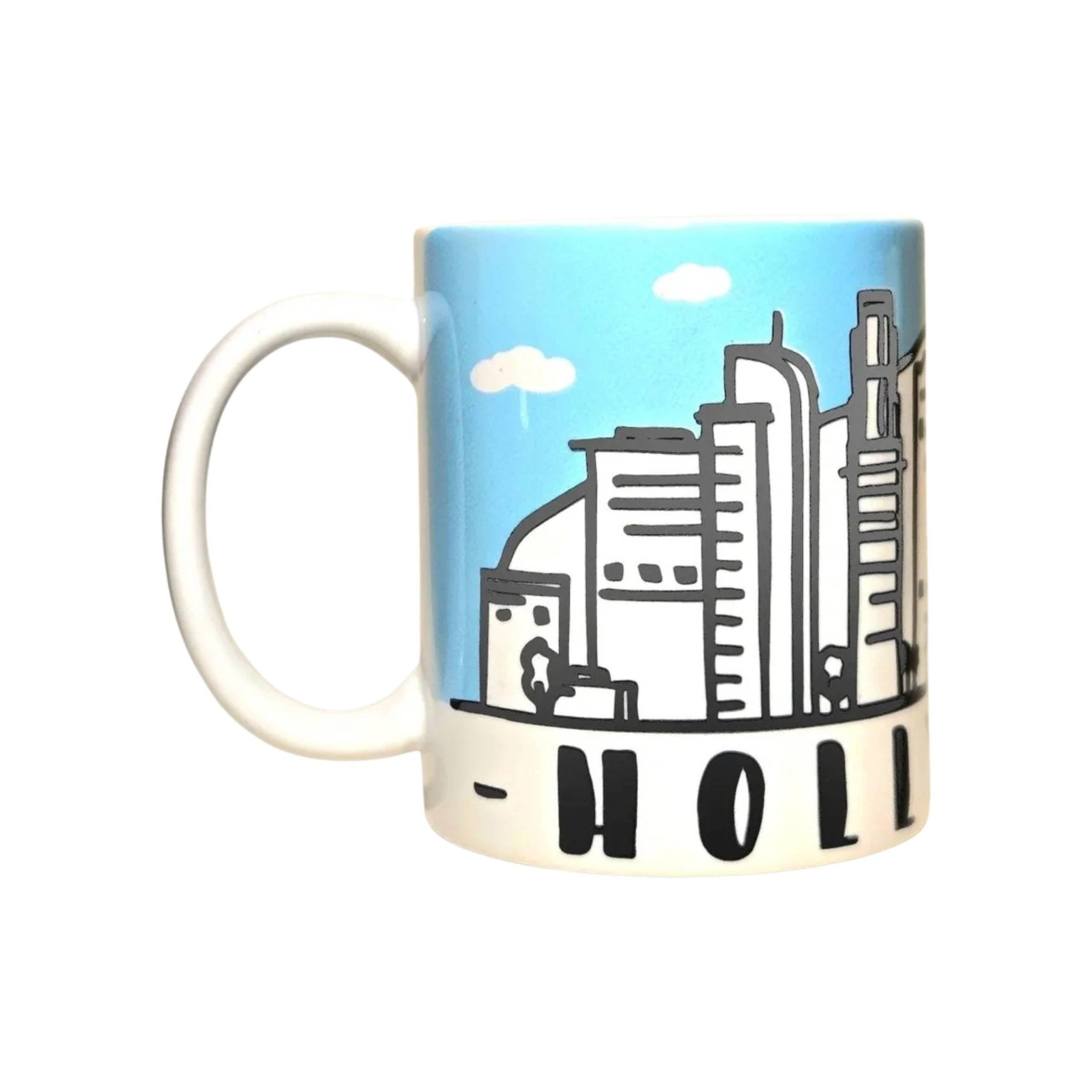 Hollywood California Ceramic Souvenir Coffee Mug - 12oz - Dishwasher Microwave Safe. - Coffee Quips Custom Drinkware