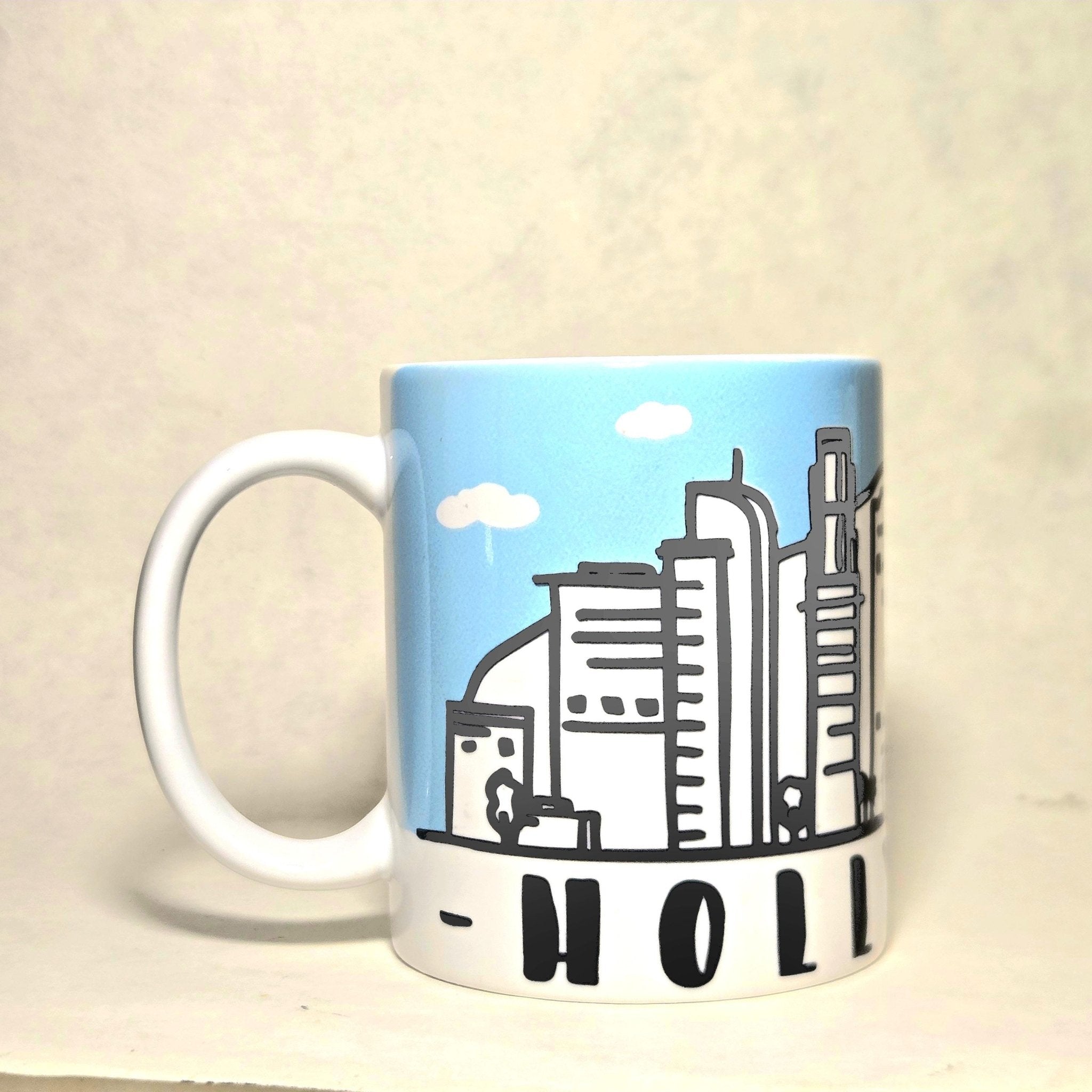 Hollywood California Ceramic Souvenir Coffee Mug - 12oz - Dishwasher Microwave Safe. - Coffee Quips Custom Drinkware