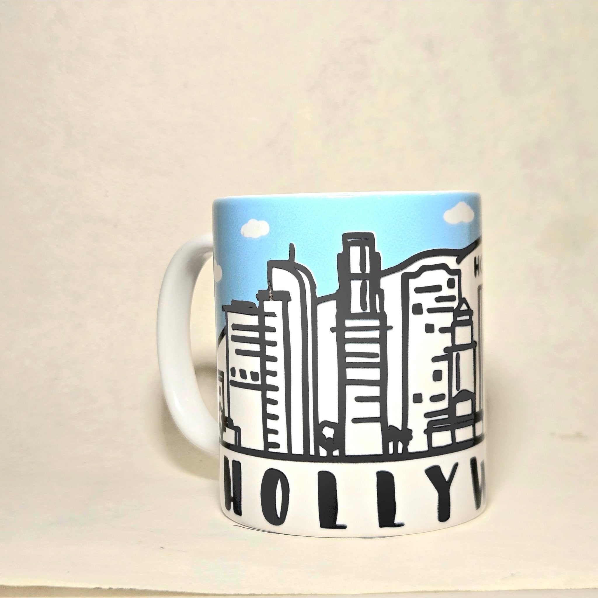 Hollywood California Ceramic Souvenir Coffee Mug - 12oz - Dishwasher Microwave Safe. - Coffee Quips Custom Drinkware