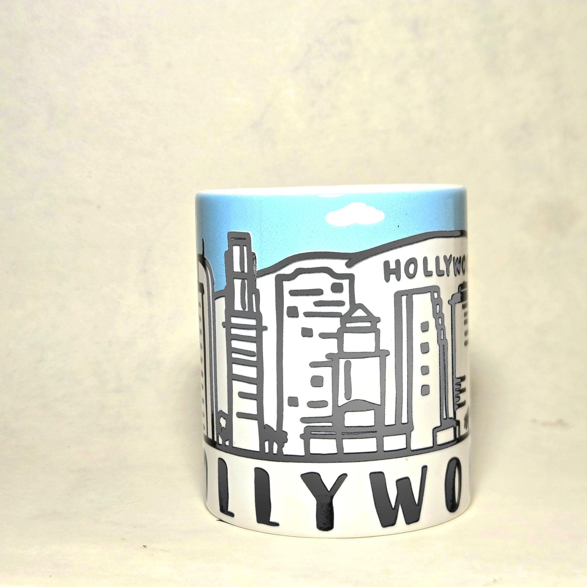 Hollywood California Ceramic Souvenir Coffee Mug - 12oz - Dishwasher Microwave Safe. - Coffee Quips Custom Drinkware
