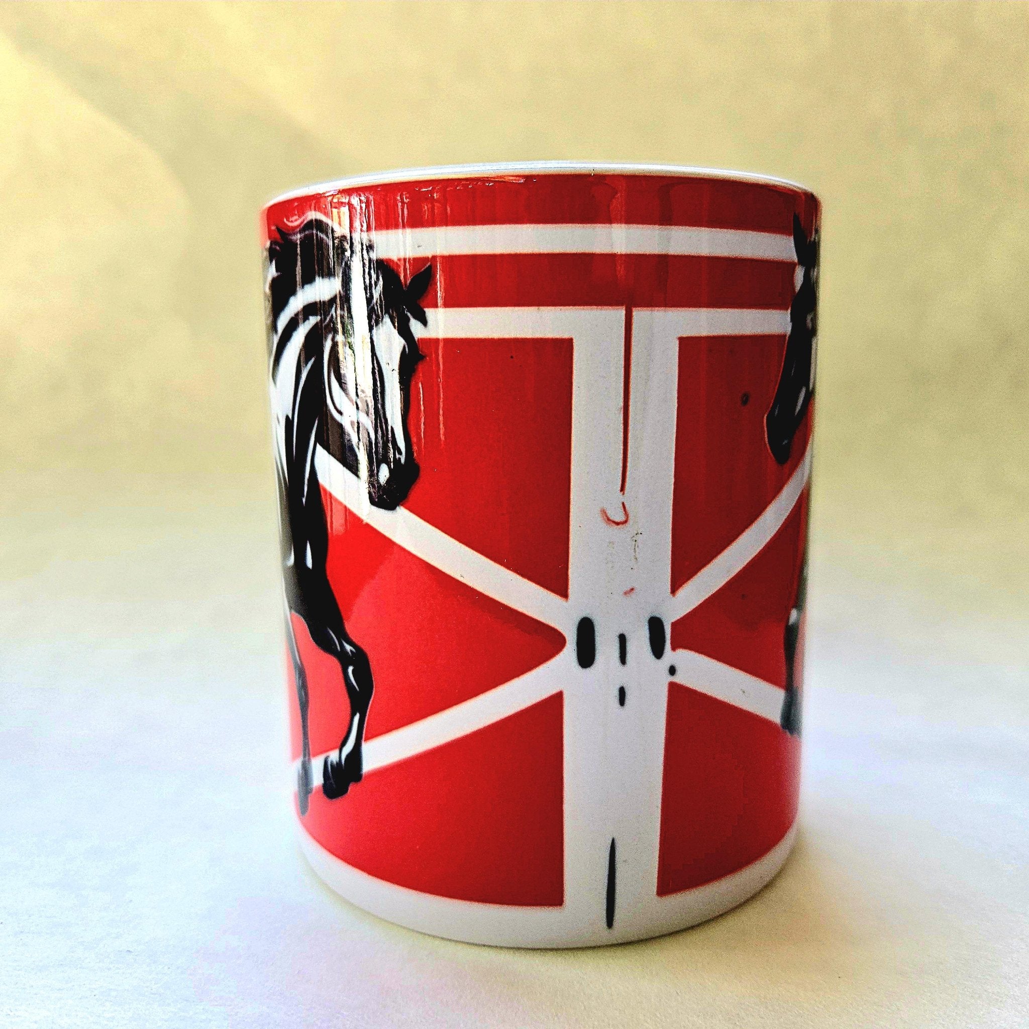 Horse Farm Ceramic Coffee Mug - Equestrian Design - Coffee Quips Custom Drinkware