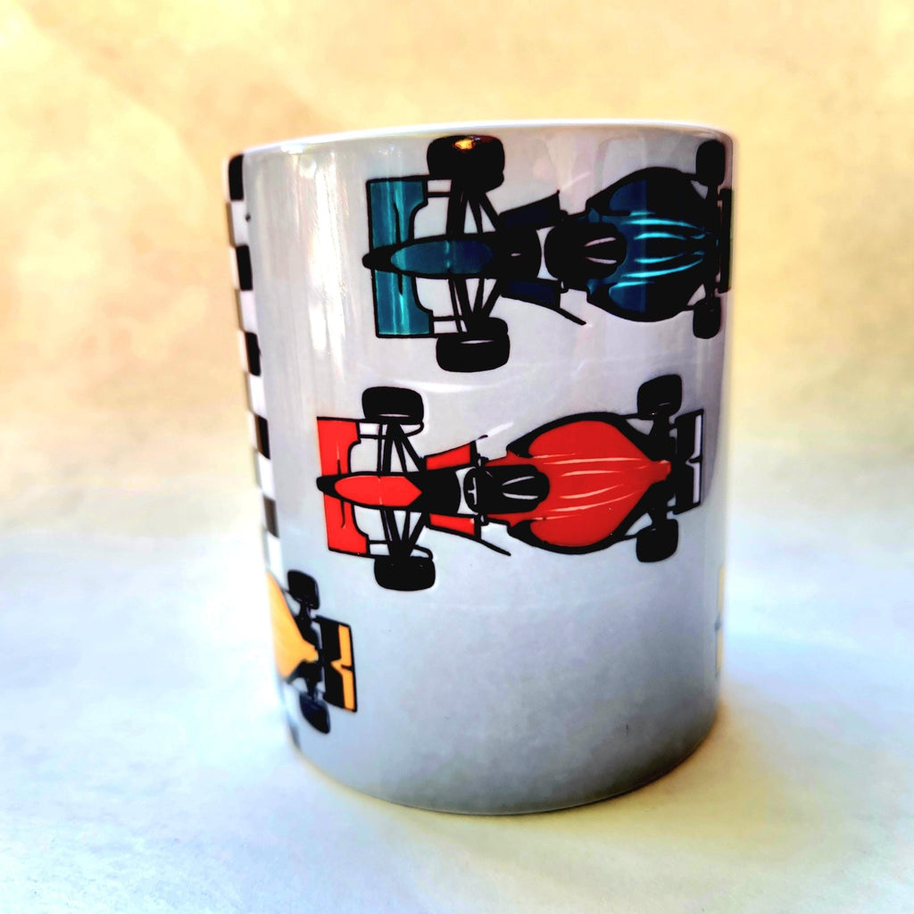 Indy Car Race Ceramic Coffee Mug: Open Wheel Racing Enthusiast Gift - Coffee Quips Custom Drinkware