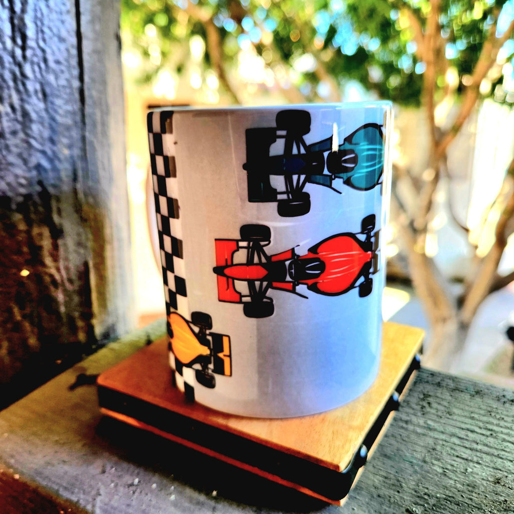 Indy Car Race Ceramic Coffee Mug: Open Wheel Racing Enthusiast Gift - Coffee Quips Custom Drinkware