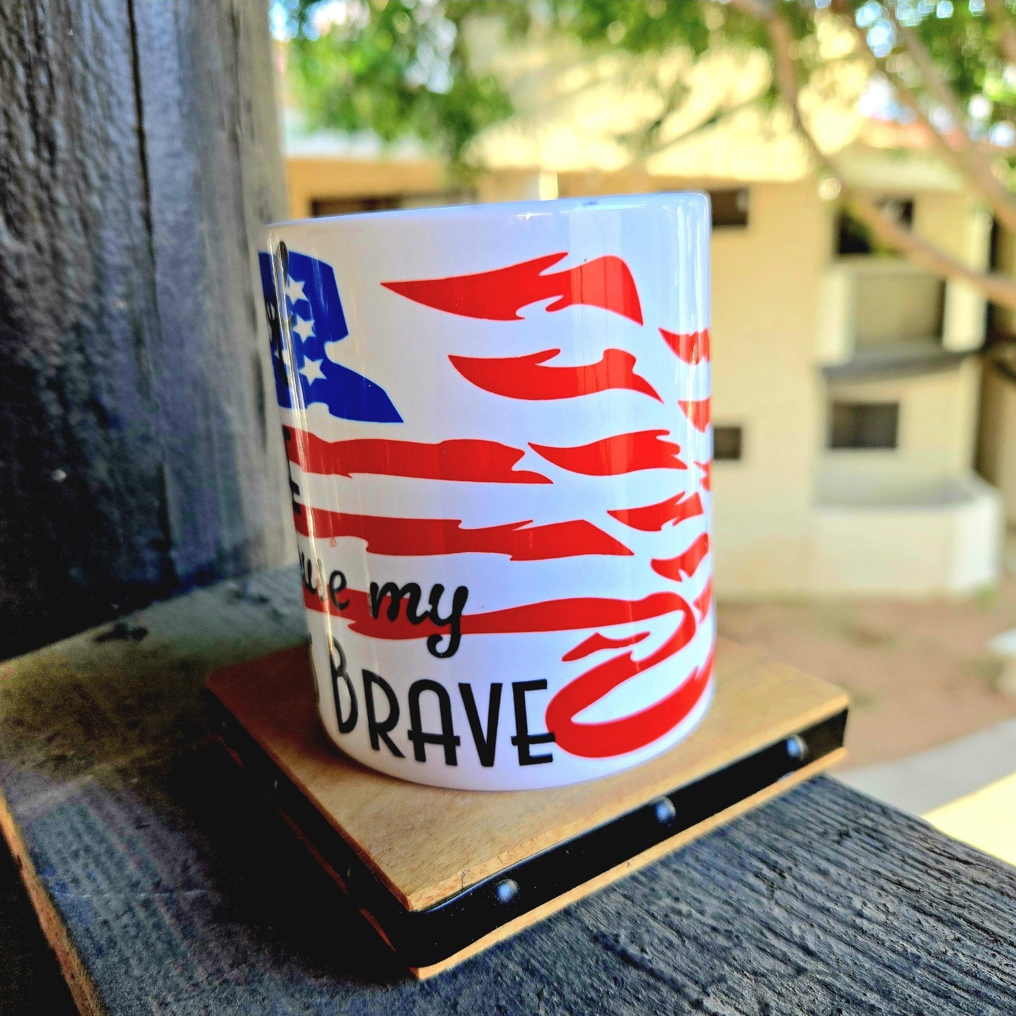 Land of Free Because Mom is Brave Ceramic Coffee Mug - Coffee Quips Custom Drinkware
