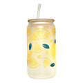 Lemonade Glass Can Tumbler: Frosted Coffee Quips Cup with Bamboo Lid - Coffee Quips Custom Drinkware