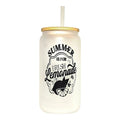 Lemonade Glass Can Tumbler: Frosted Coffee Quips Jar, Bamboo Lid - Coffee Quips Custom Drinkware
