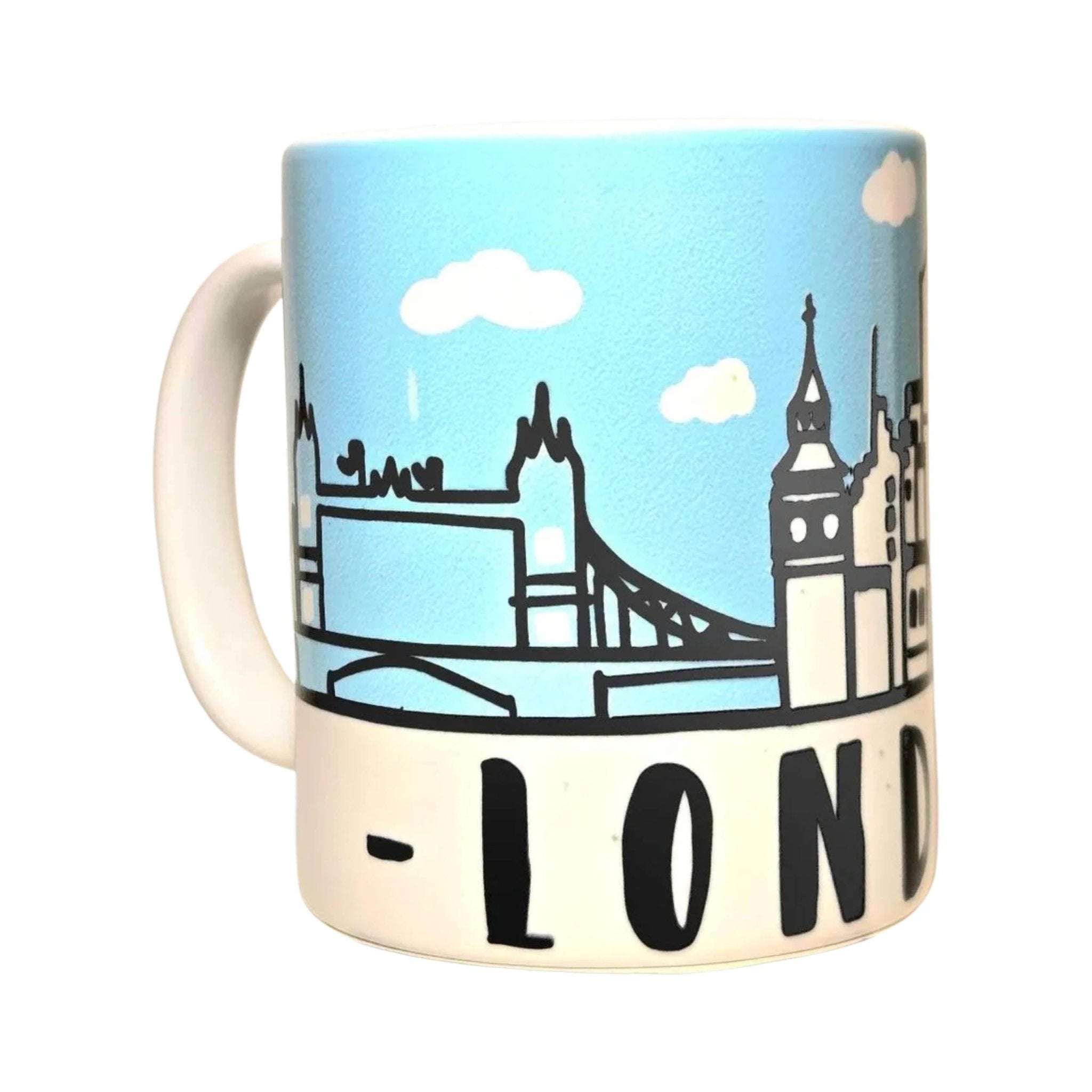 London England Skyline Souvenir Mug. Silhouette of all the Iconic destinations - Coffee Quips Custom Drinkware