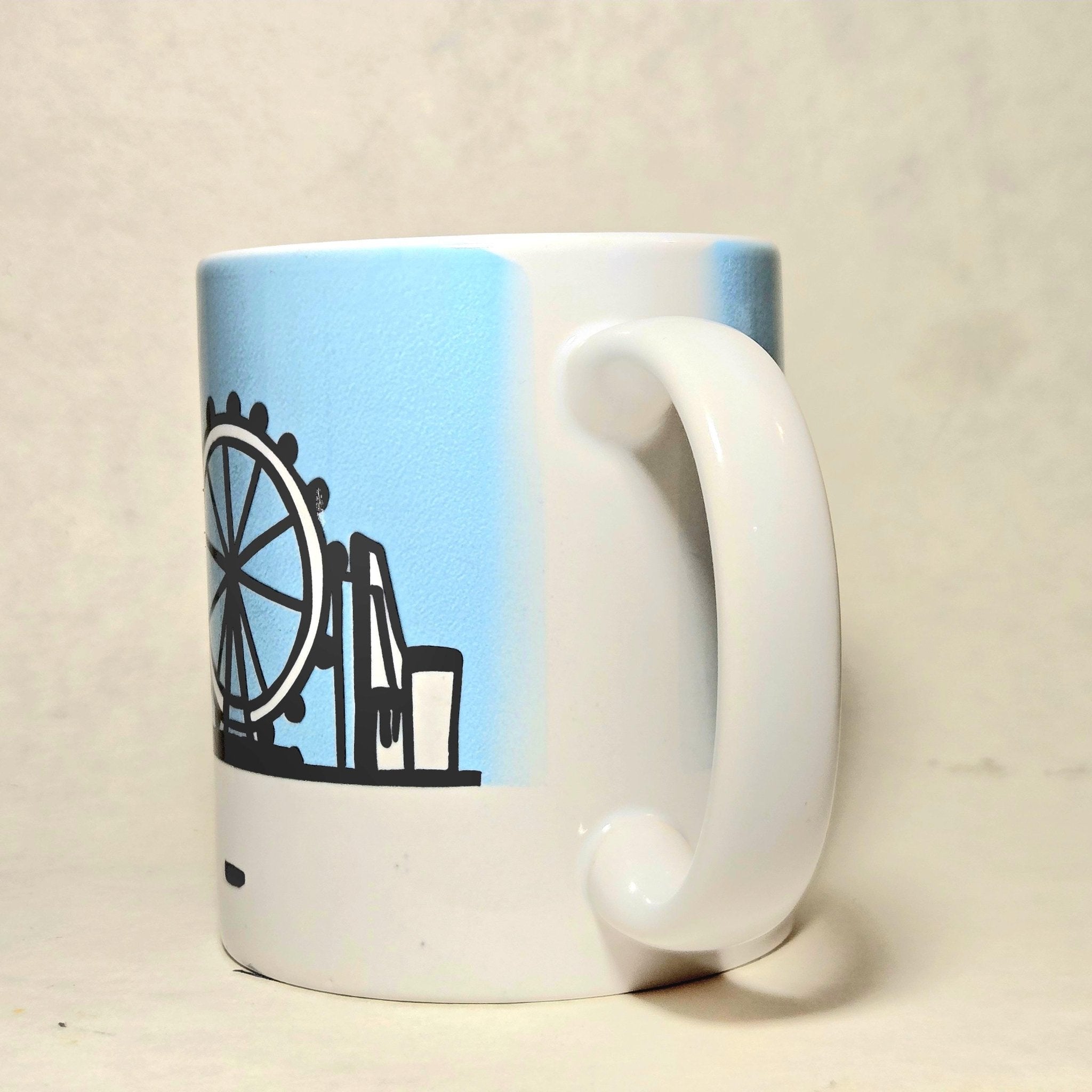 London England Skyline Souvenir Mug. Silhouette of all the Iconic destinations - Coffee Quips Custom Drinkware