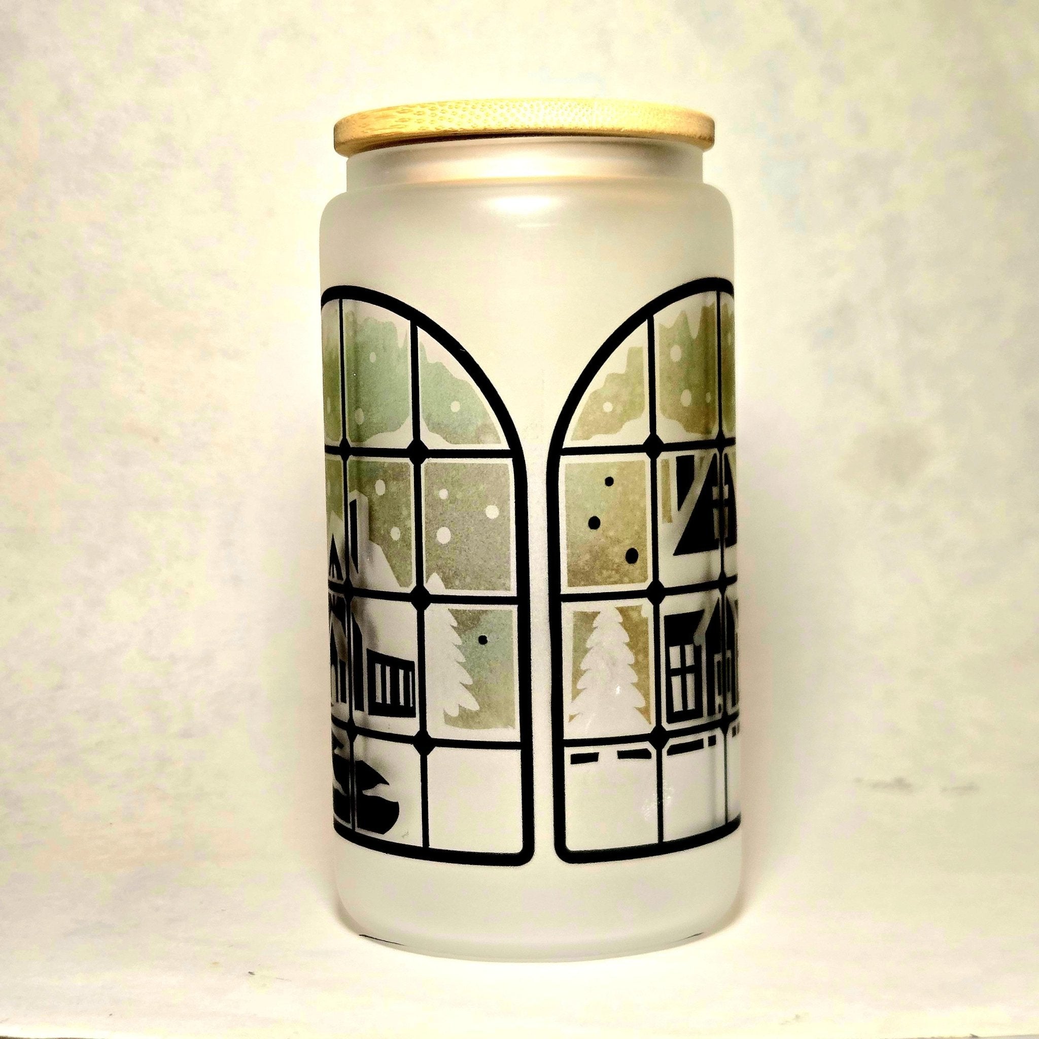 Looking out the Window on a Snowy Winter Day Glass Tumbler - Coffee Quips Custom Drinkware
